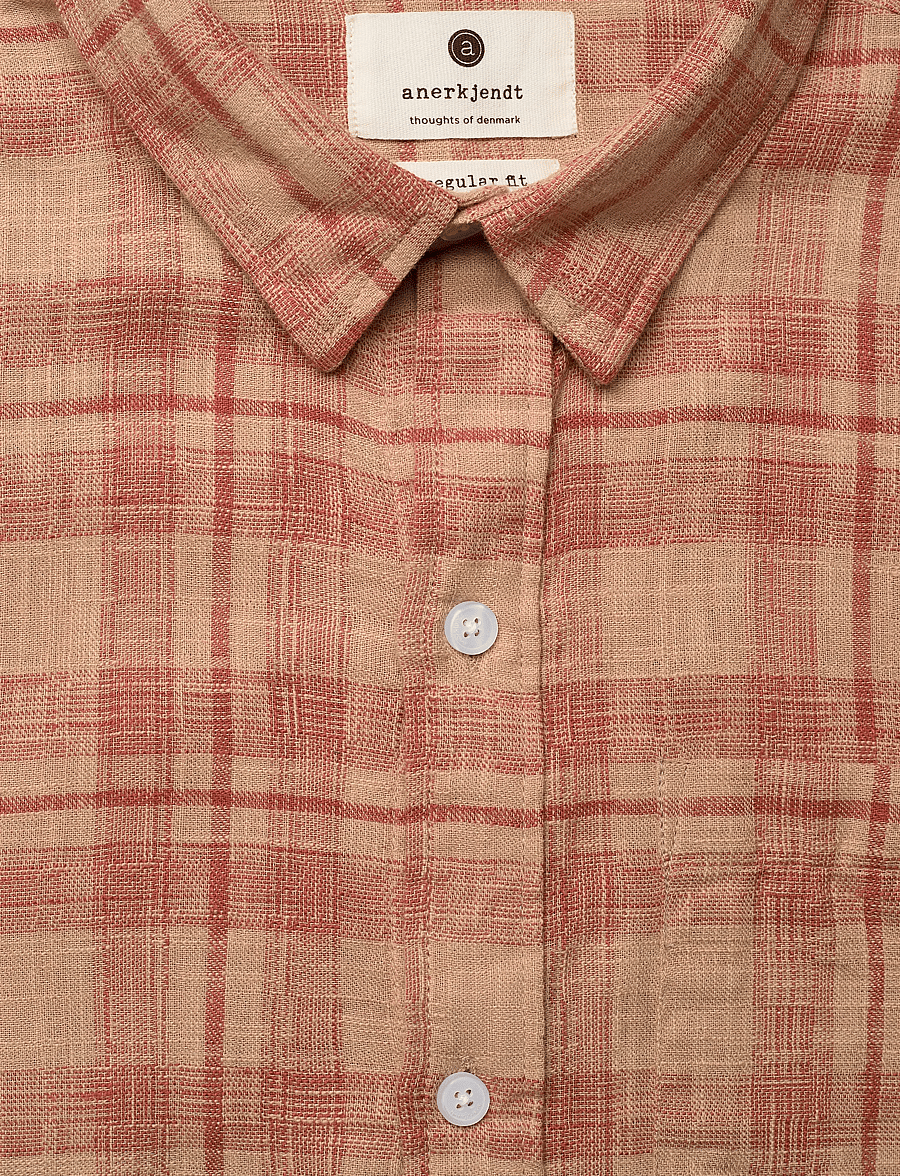 Anerkjendt - AKLEIF COT/LIN CHECK SHIRT - ternede skjorter - auburn - 2