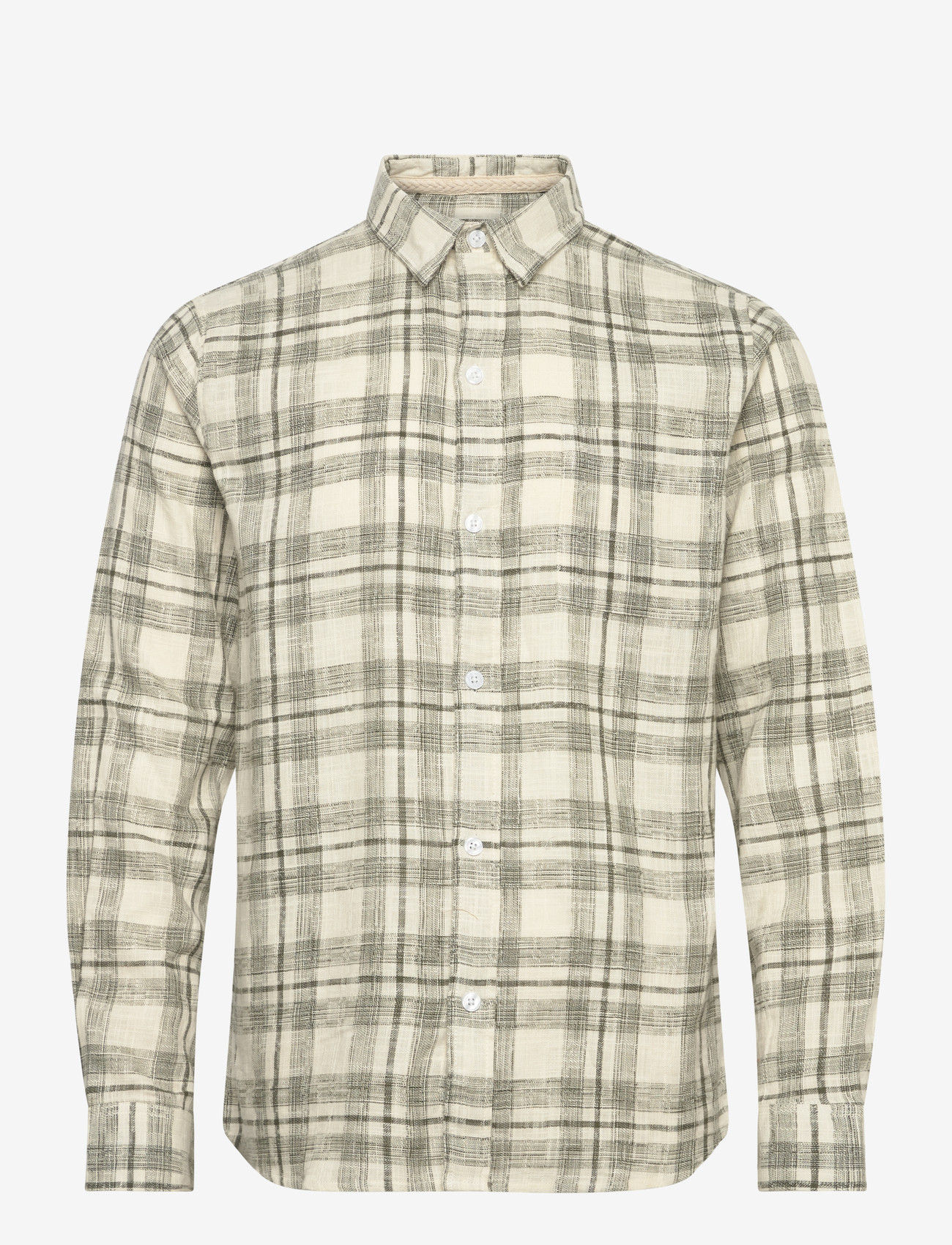 Anerkjendt - AKLEIF COT/LIN CHECK SHIRT - ternede skjorter - deep lichen green - 0