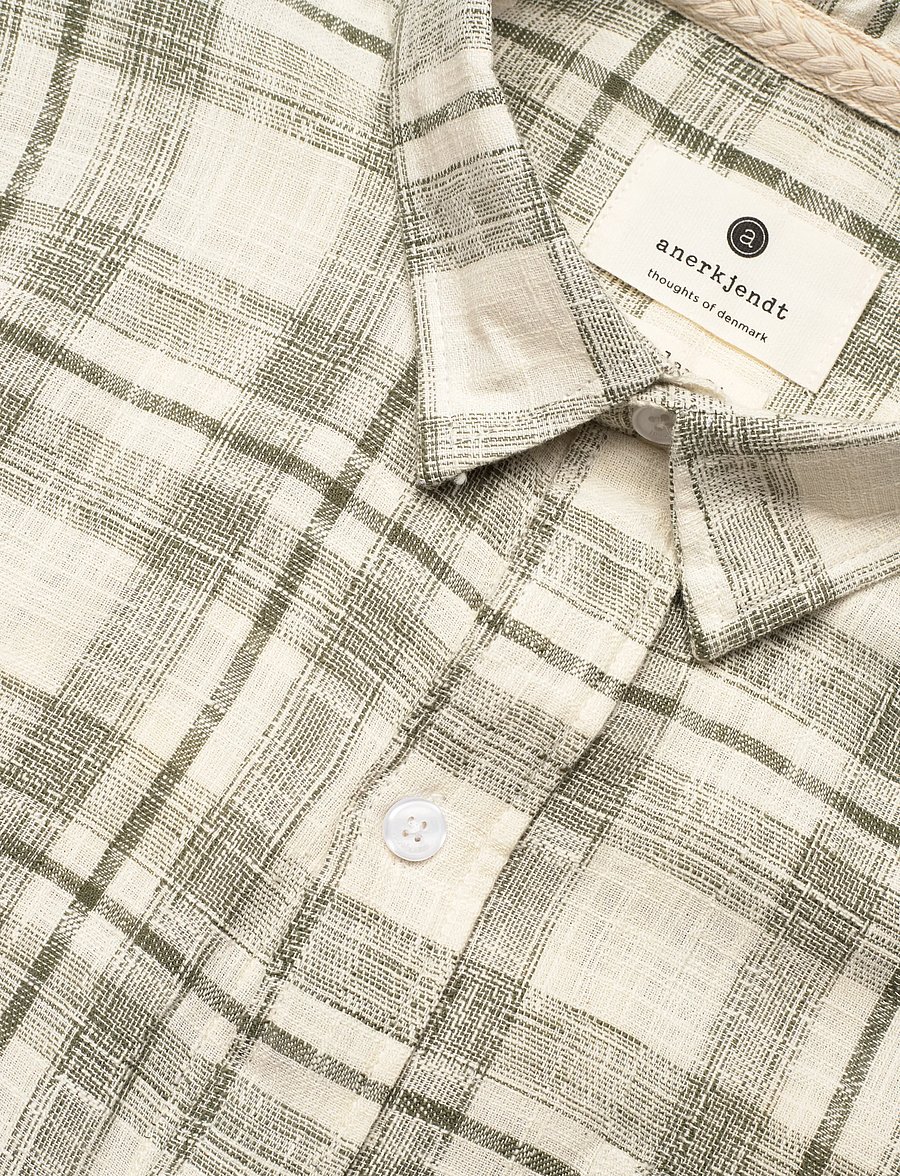 Anerkjendt - AKLEIF COT/LIN CHECK SHIRT - checkered shirts - deep lichen green - 3