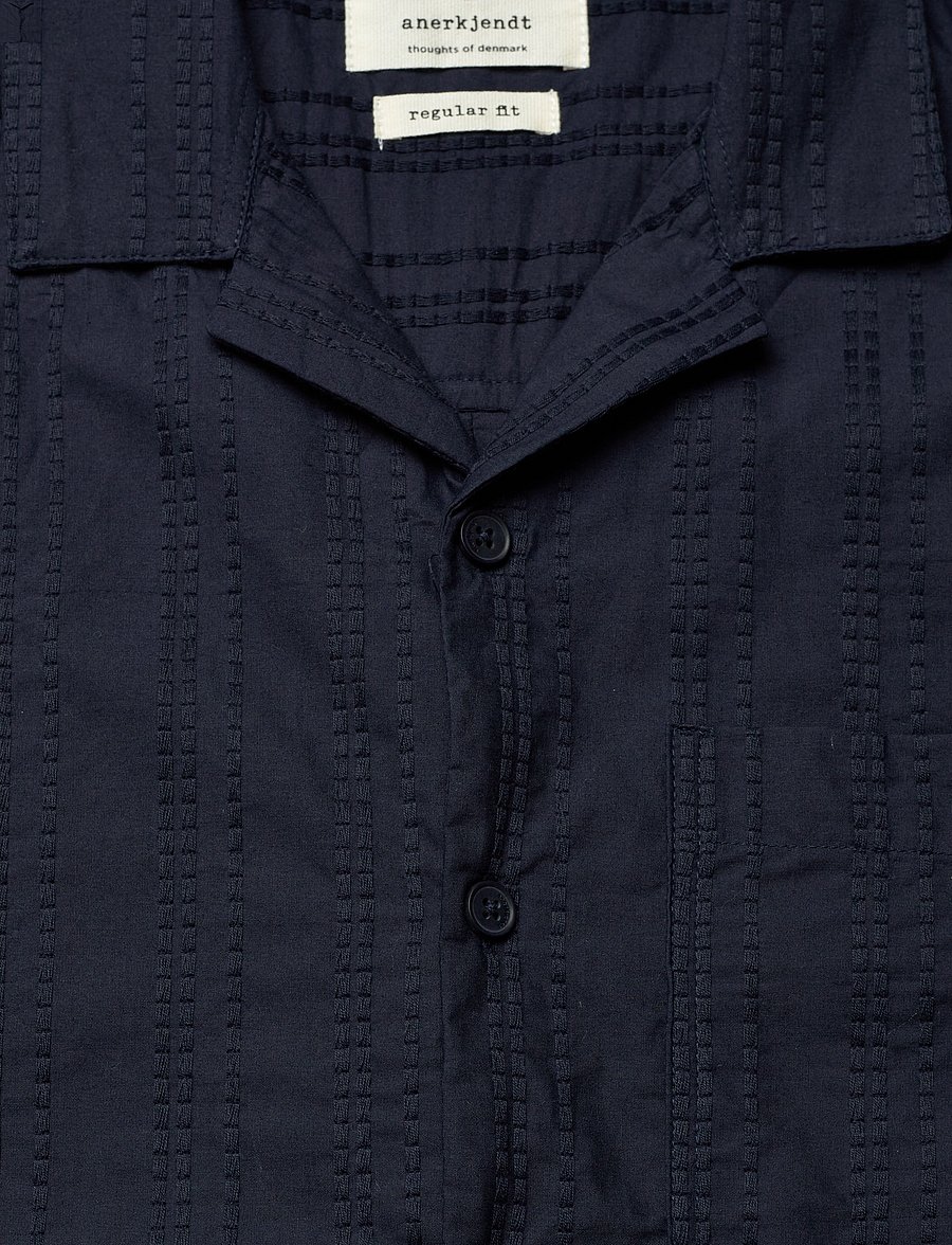Anerkjendt - AKLEON EMB S/S SHIRT - kurzarmhemden - sky captain - 2