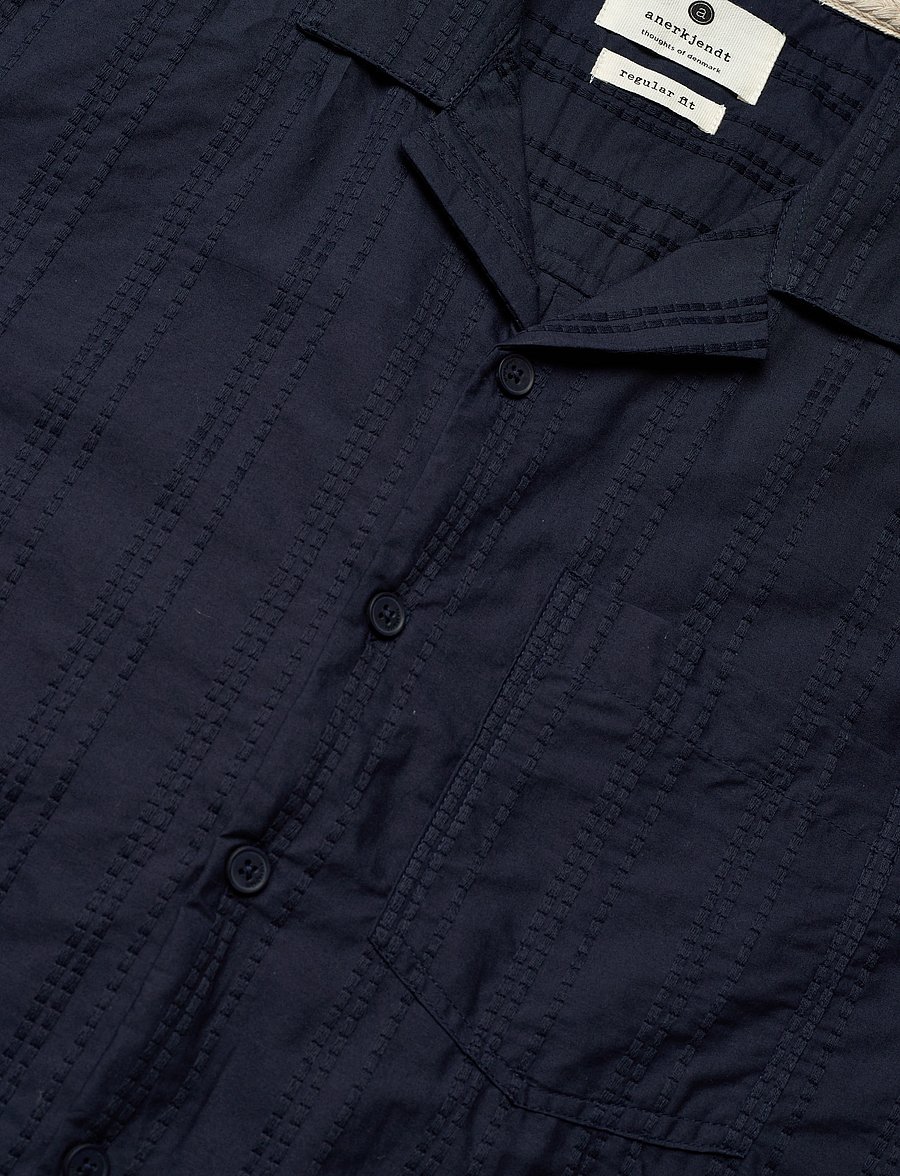 Anerkjendt - AKLEON EMB S/S SHIRT - kurzarmhemden - sky captain - 3