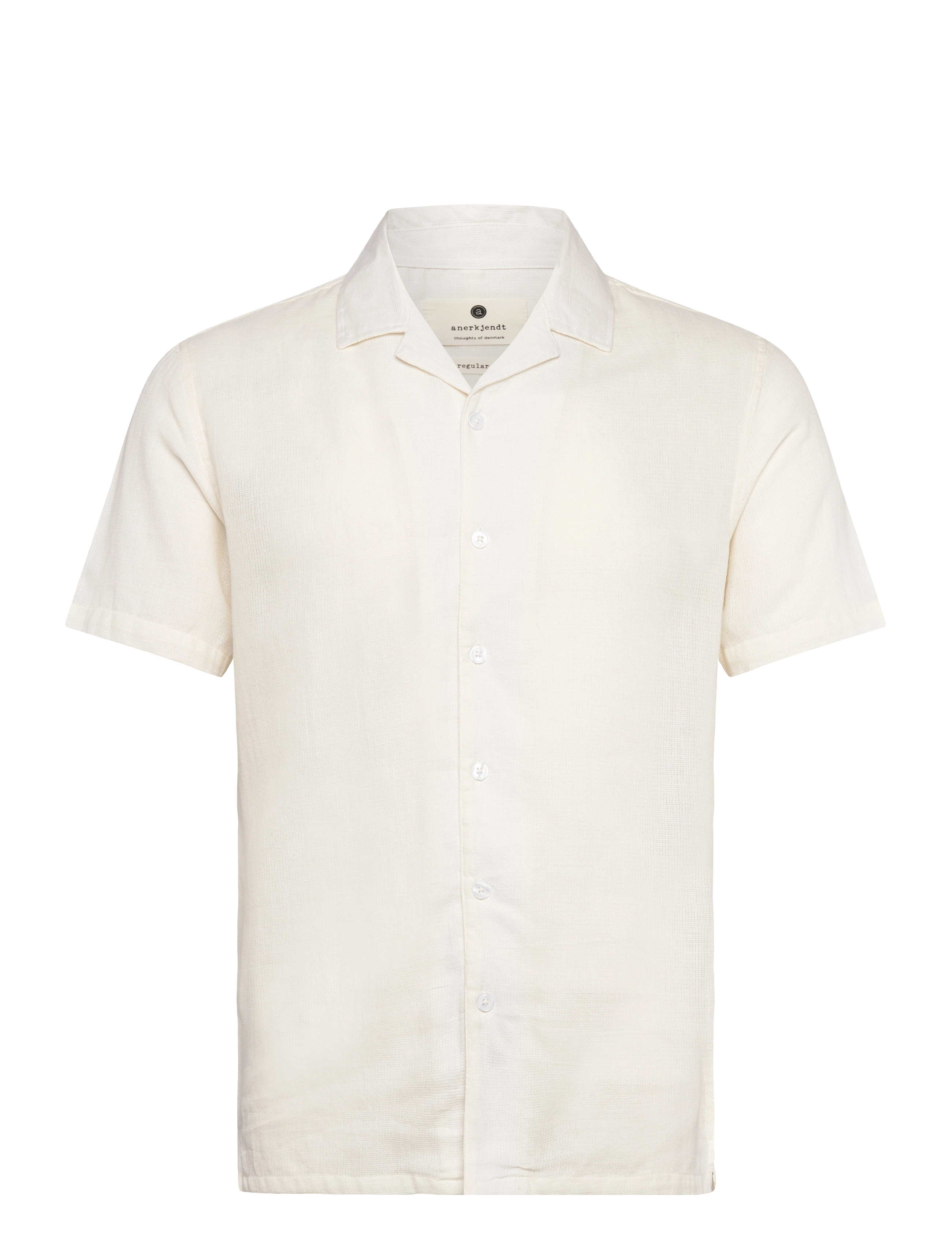 Anerkjendt AKLEON STRUCTURE S/S SHIRT 3 - Tøj - TOFU / cream