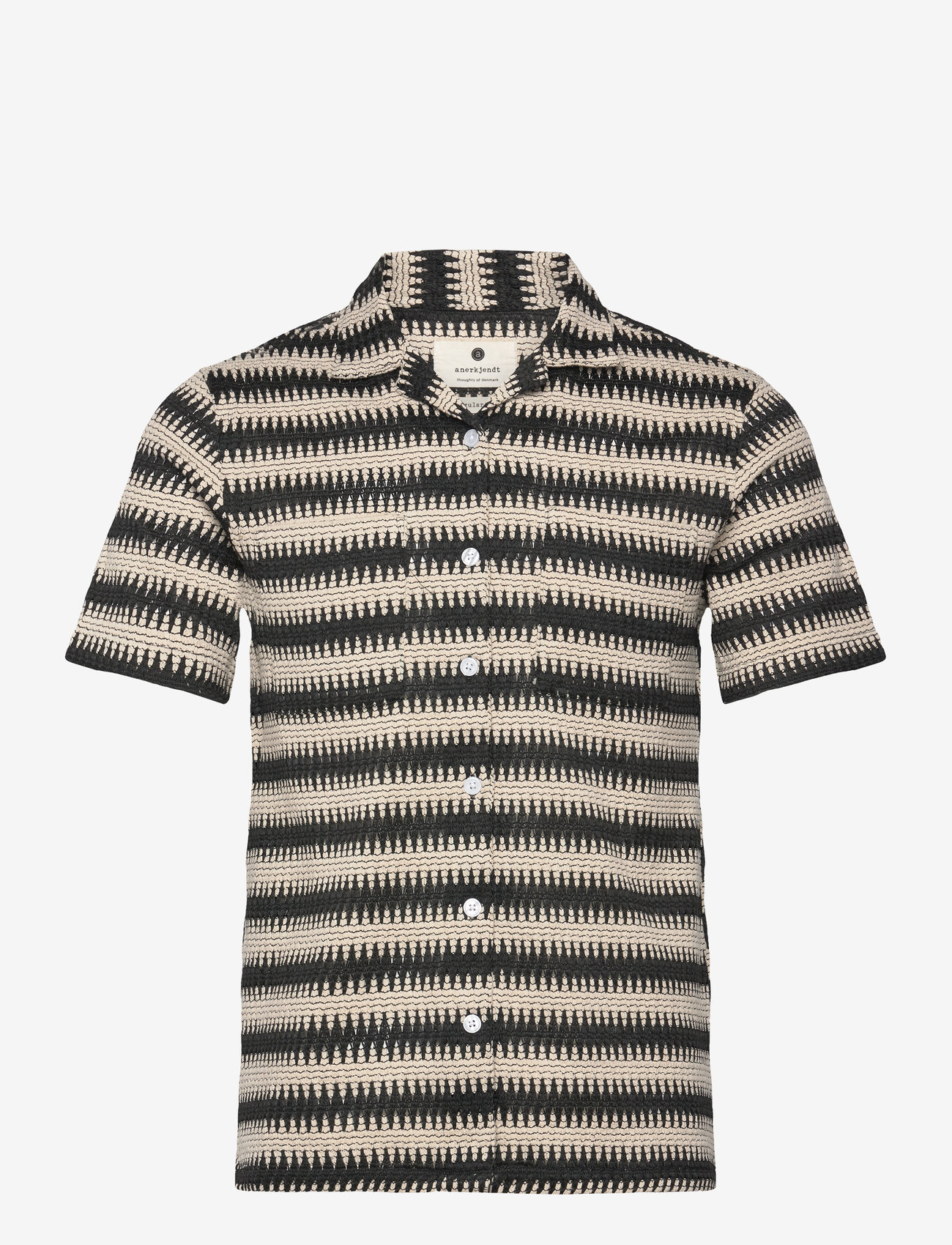 Anerkjendt - AKKURT STRUC STRIPE S/S SHIRT - kurzarmhemden - tofu - 0