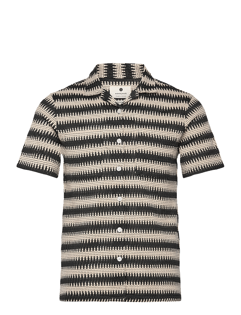 Anerkjendt - AKKURT STRUC STRIPE S/S SHIRT - kurzarmhemden - tofu - 0