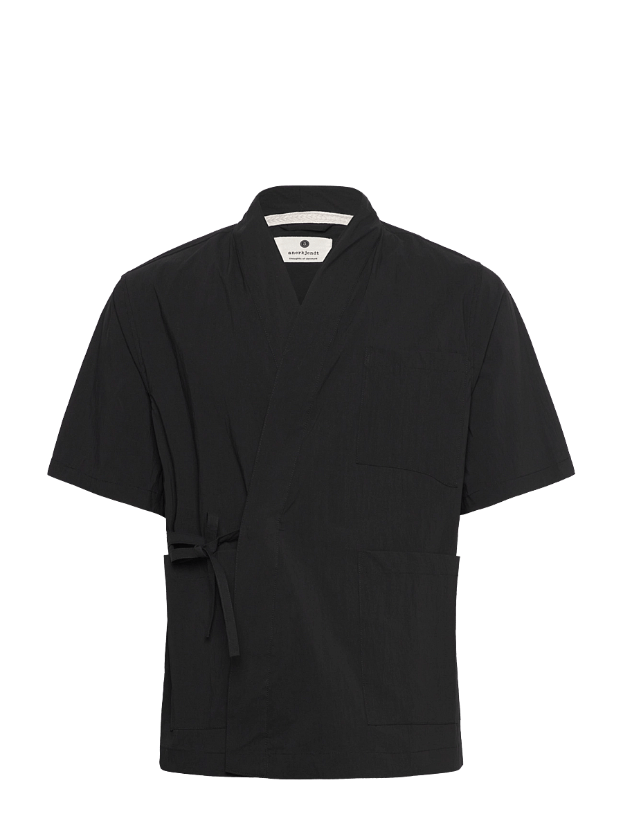 Anerkjendt - AKJESPER TEC S/S KIMONO - overhemden met korte mouw - caviar - 0