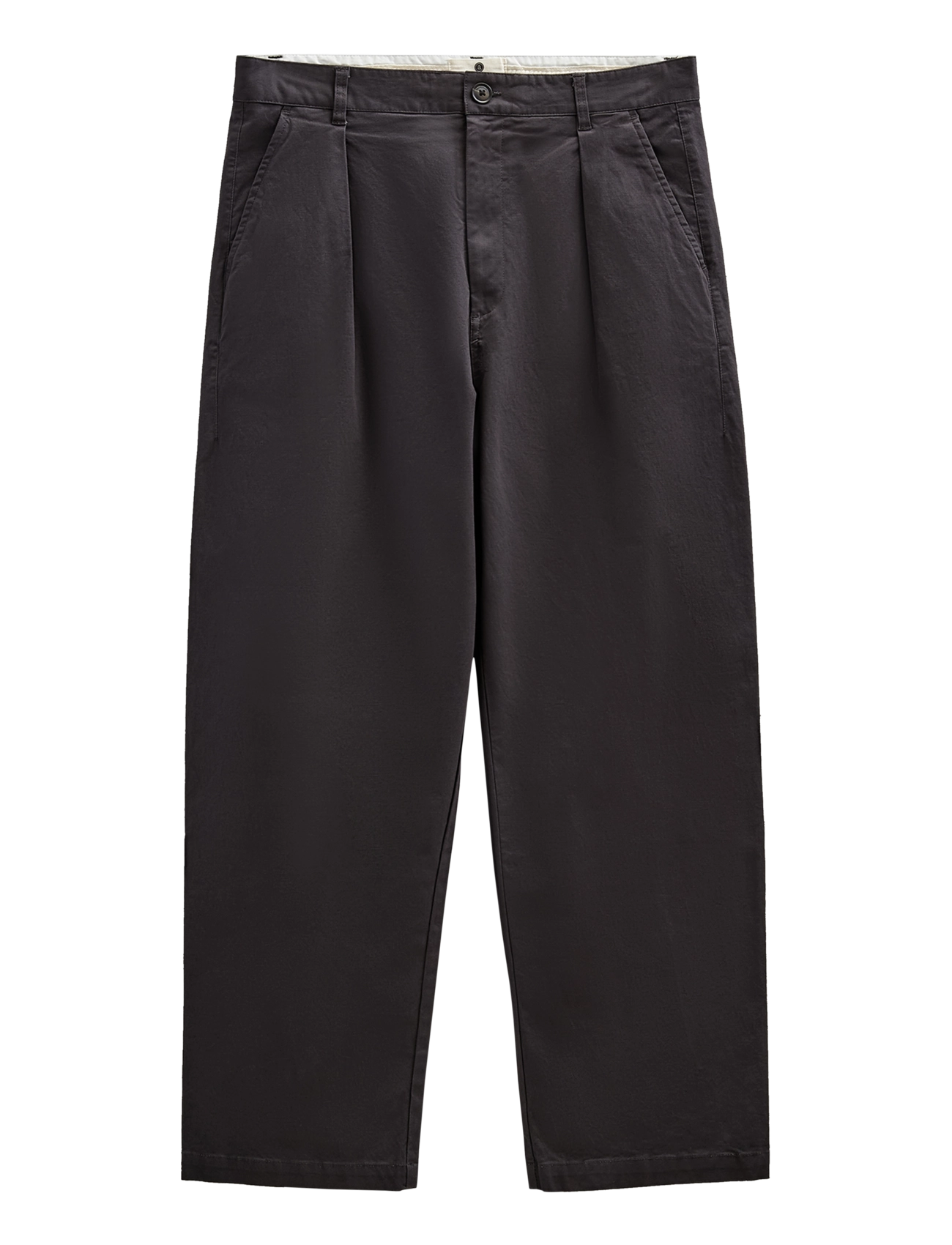 Anerkjendt AKJAKOB COTTON PLEAT PANTS - Casual trousers - MAGNET / black