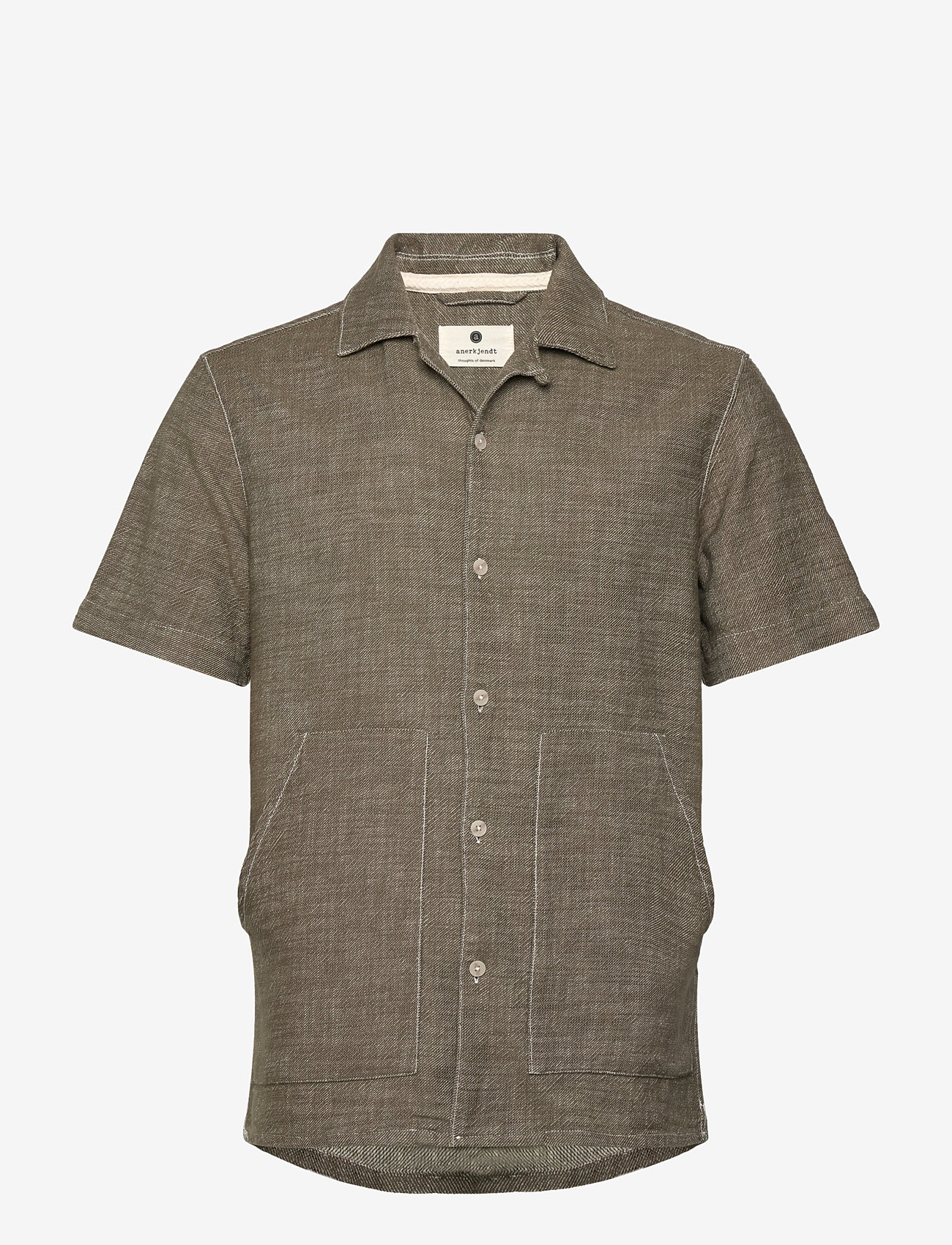 Anerkjendt - AKKURT TWILL S/S SHIRT - hørskjorter - deep lichen green - 0