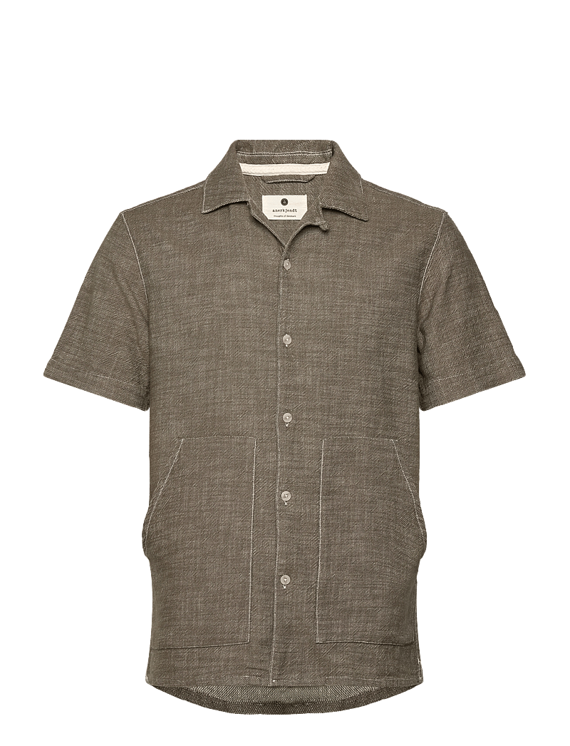 Anerkjendt - AKKURT TWILL S/S SHIRT - hørskjorter - deep lichen green - 0
