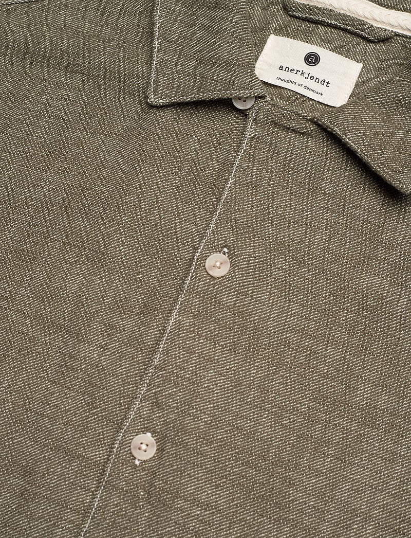 Anerkjendt - AKKURT TWILL S/S SHIRT - hørskjorter - deep lichen green - 3