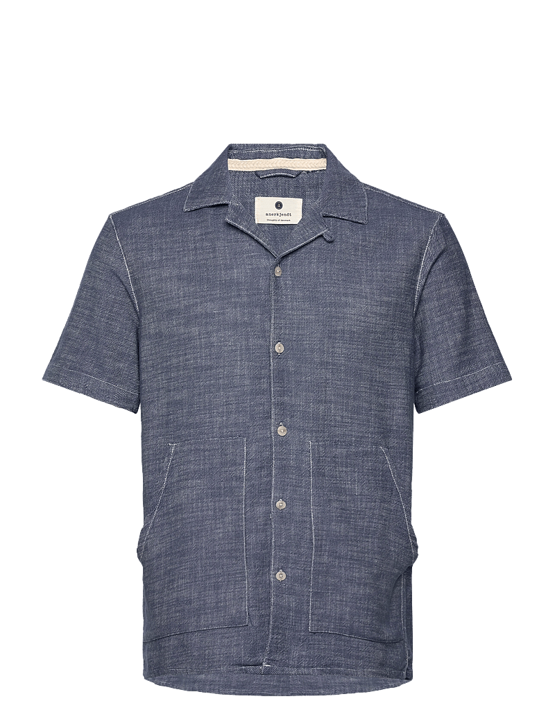 Anerkjendt - AKKURT TWILL S/S SHIRT - koszule lniane - sky captain - 0