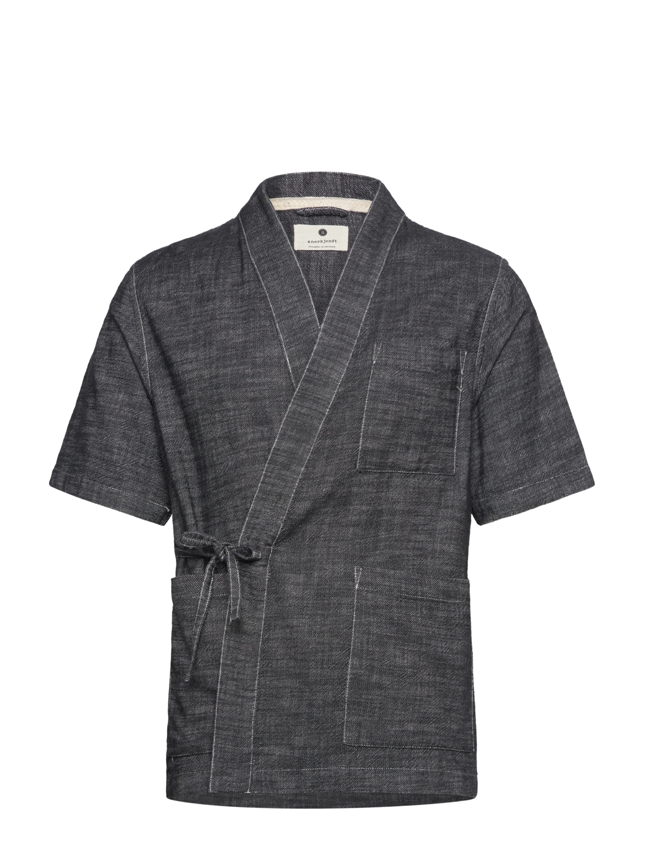 Anerkjendt Akjesper Twill S/S Kimono, Mænd, Kortærmet Kimono, Sort, Str: S