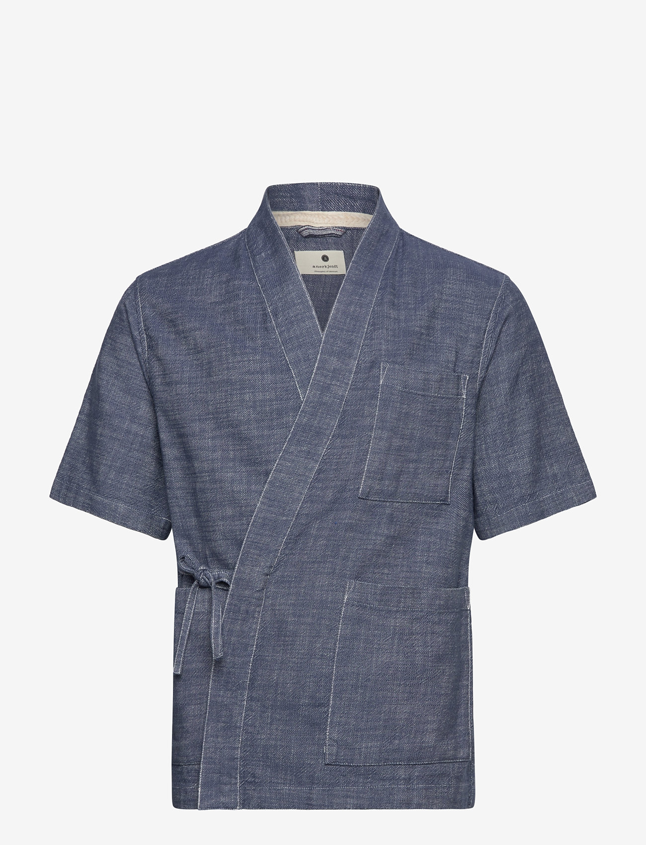 Anerkjendt - AKJESPER TWILL S/S KIMONO - hørskjorter - sky captain - 0