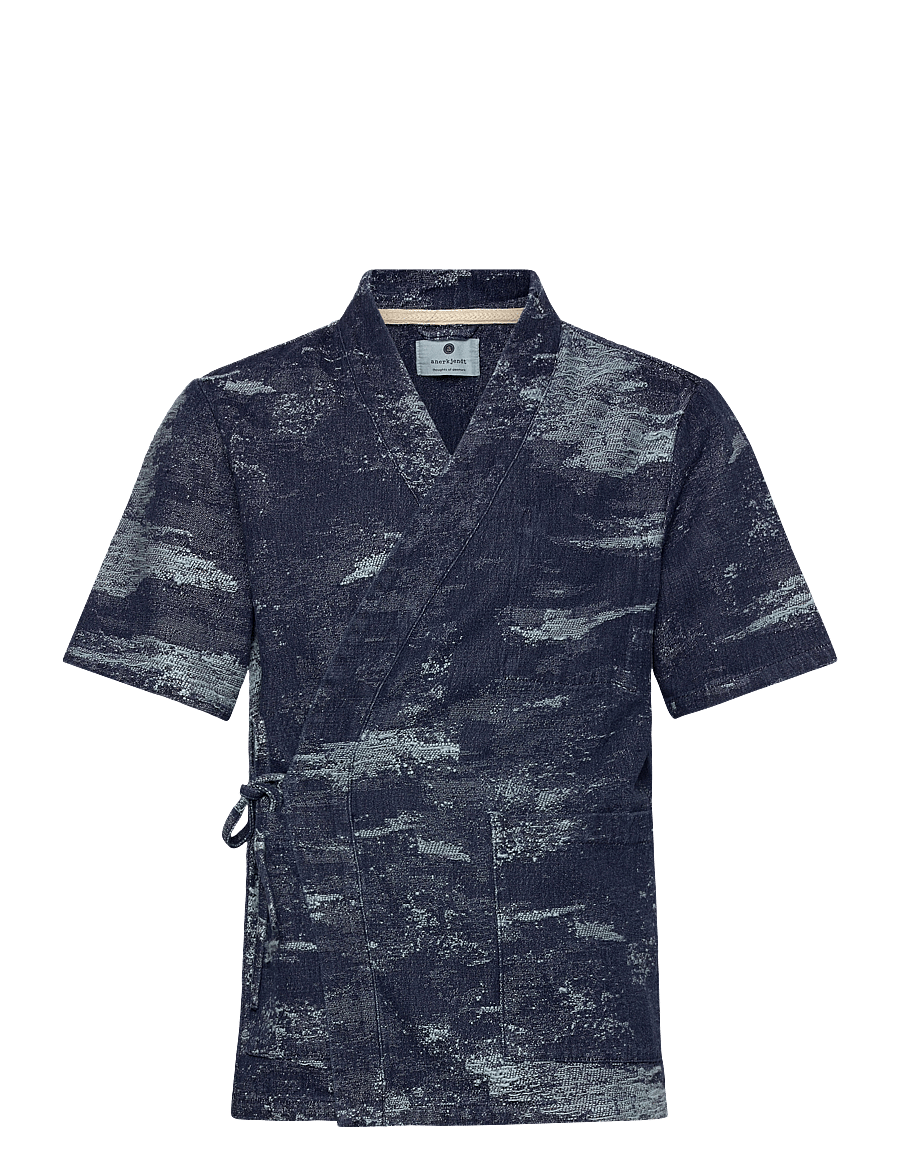 Anerkjendt - AKJESPER DENIM JACQ S/S KIMONO - kortärmade skjortor - sky captain - 0