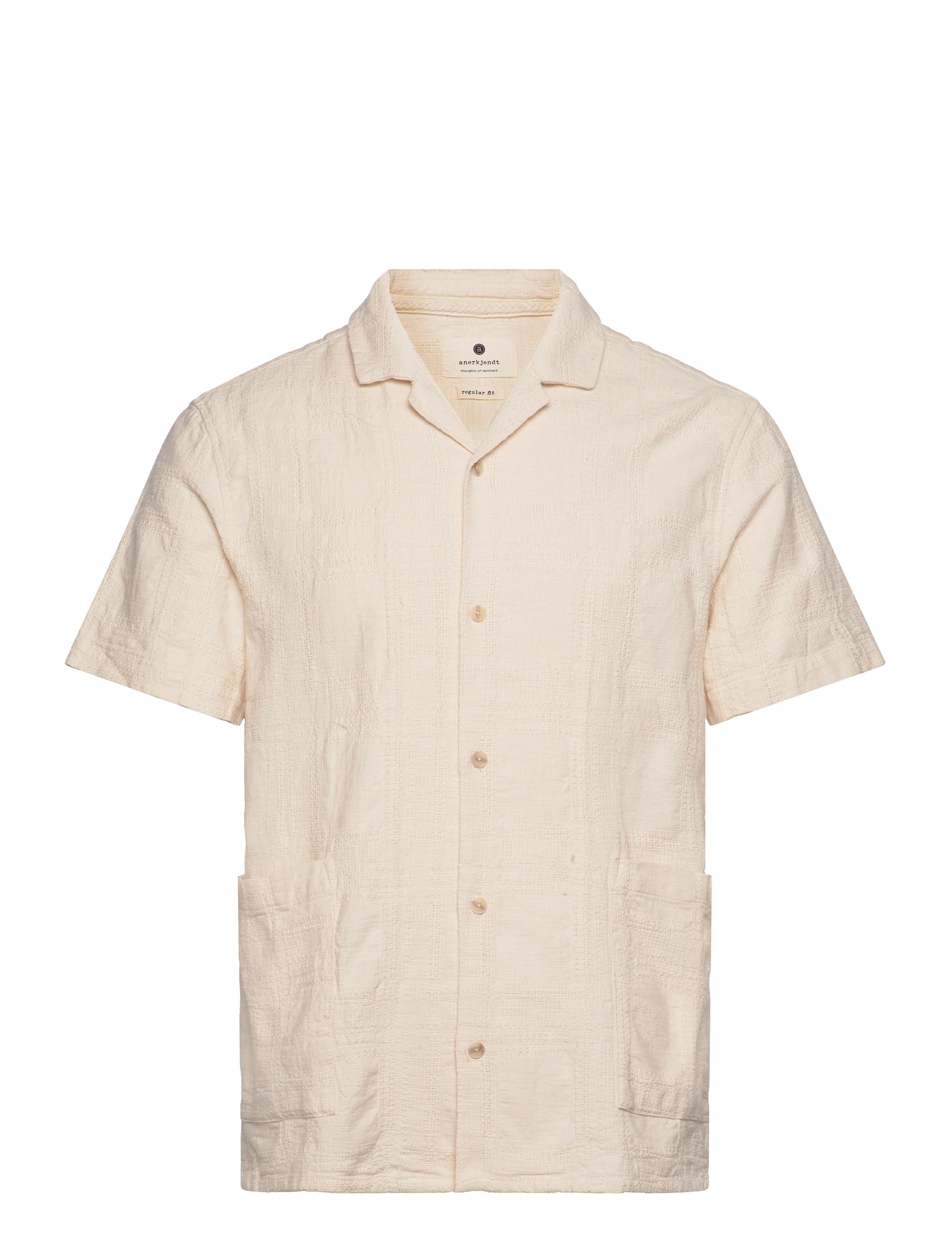Anerkjendt Akleon Check Pattern Ss Shirt, XXL, Shirts, Creme - Short-sleeved Männerswear