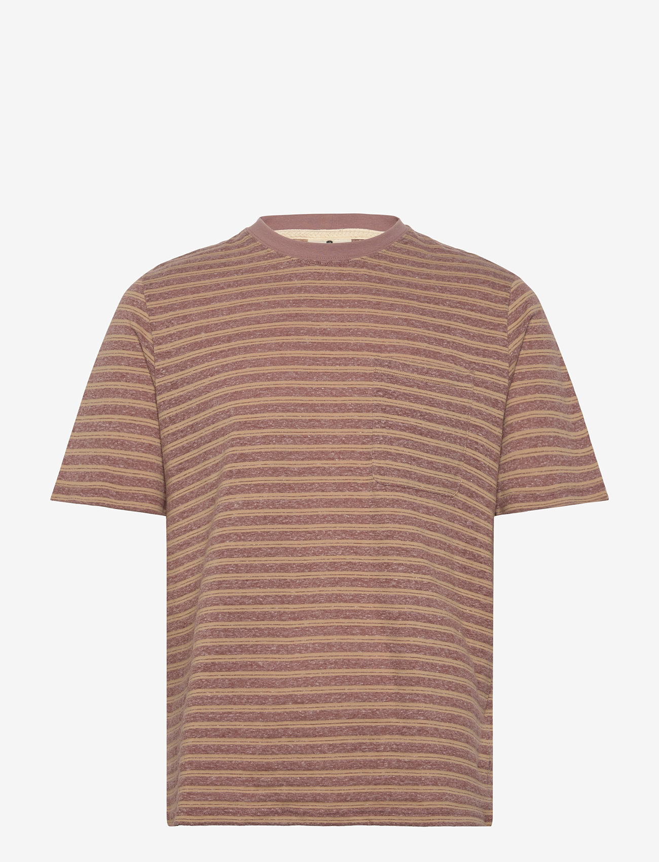 Anerkjendt - AKKIKKI COT/LINEN STRIPE TEE - herbstliche kleidung - auburn - 0