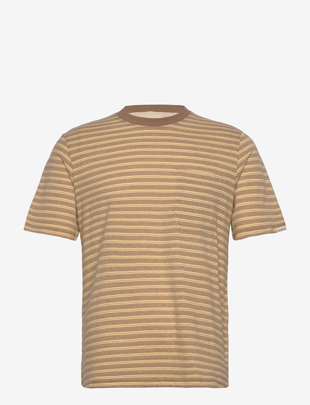 Anerkjendt - AKKIKKI COT/LINEN STRIPE TEE - herbstliche kleidung - incense - 0