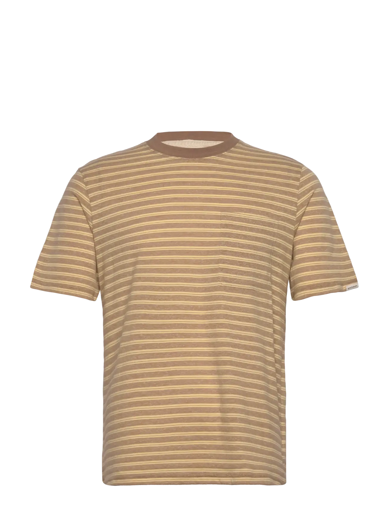 Anerkjendt AKKIKKI COT/LINEN STRIPE TEE - T-shirts - INCENSE / beige