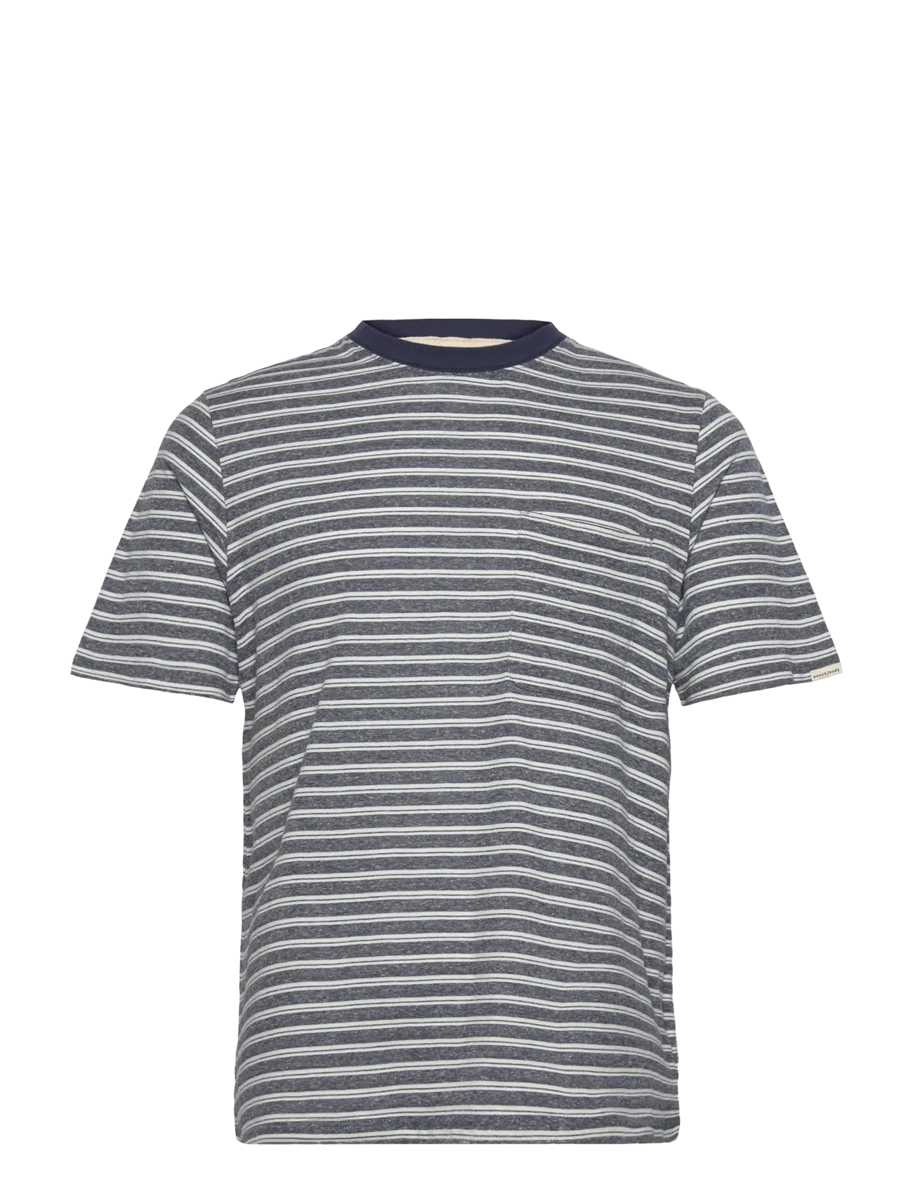 Anerkjendt Akkikki Cot/Linen Stripe Tee, M, Navy, T-Shirts > Kortærmede, Herre