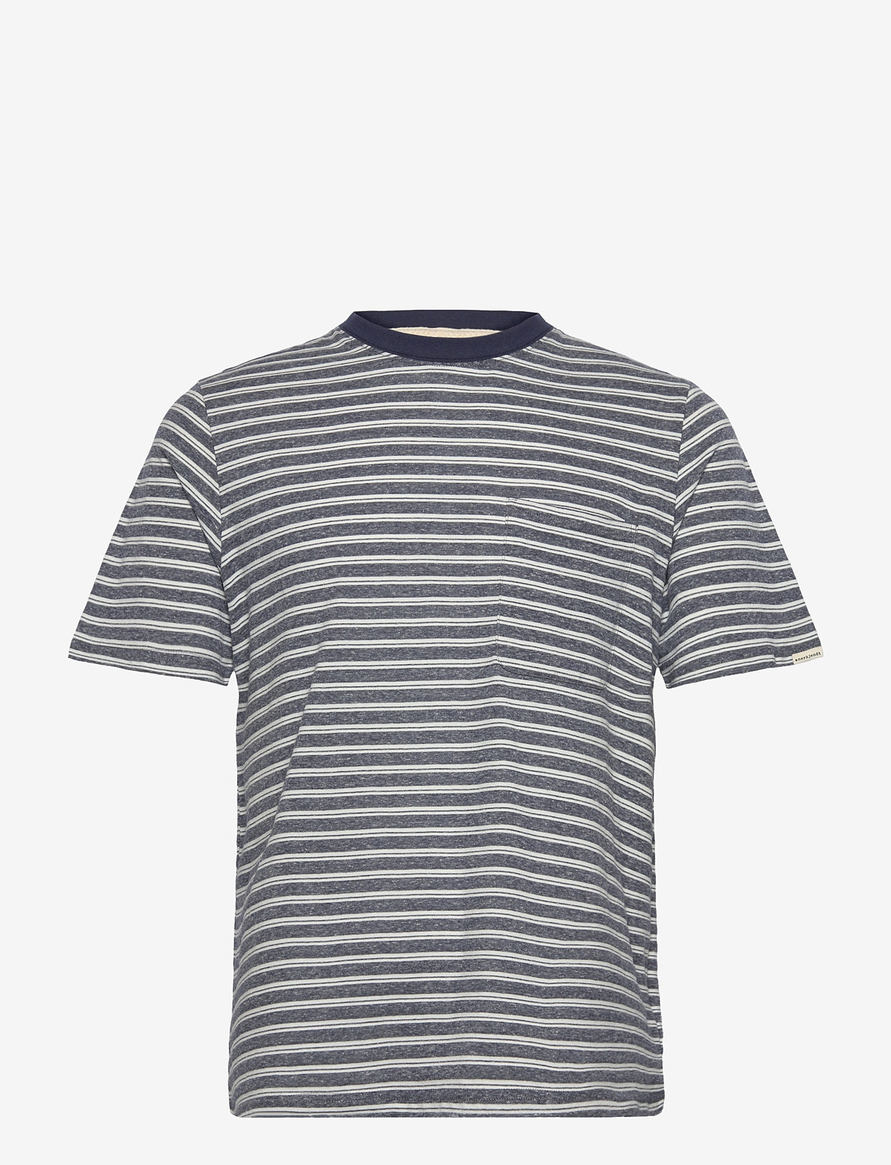 Anerkjendt - AKKIKKI COT/LINEN STRIPE TEE - herbstliche kleidung - sky captain - 0