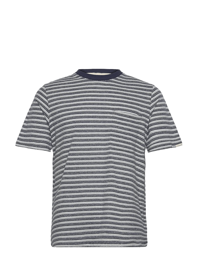 Anerkjendt - AKKIKKI COT/LINEN STRIPE TEE - kortærmede t-shirts - sky captain - 0