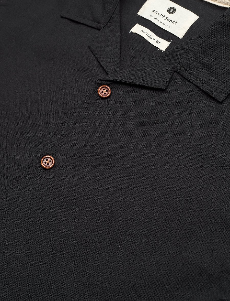 Anerkjendt - AKLEO S/S COT/LINEN SHIRT - leinenhemden - caviar - 3