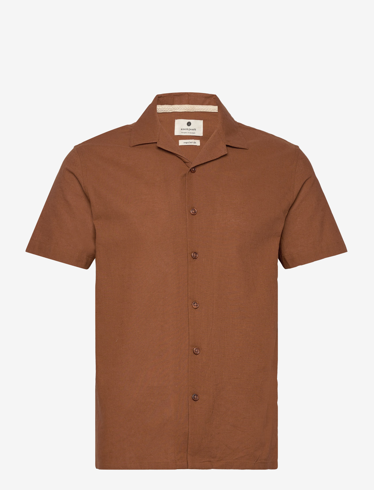 Anerkjendt - AKLEO S/S COT/LINEN SHIRT - leinenhemden - chipmunk - 0