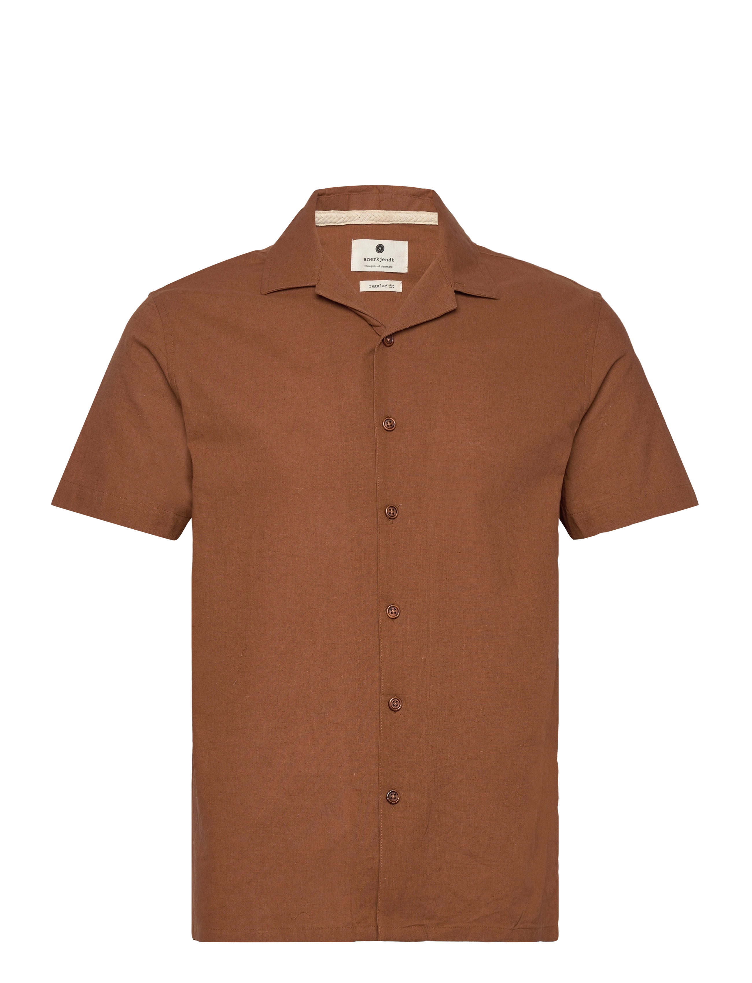 Anerkjendt AKLEO S/S COT/LINEN SHIRT - Winter deals - CHIPMUNK / brown