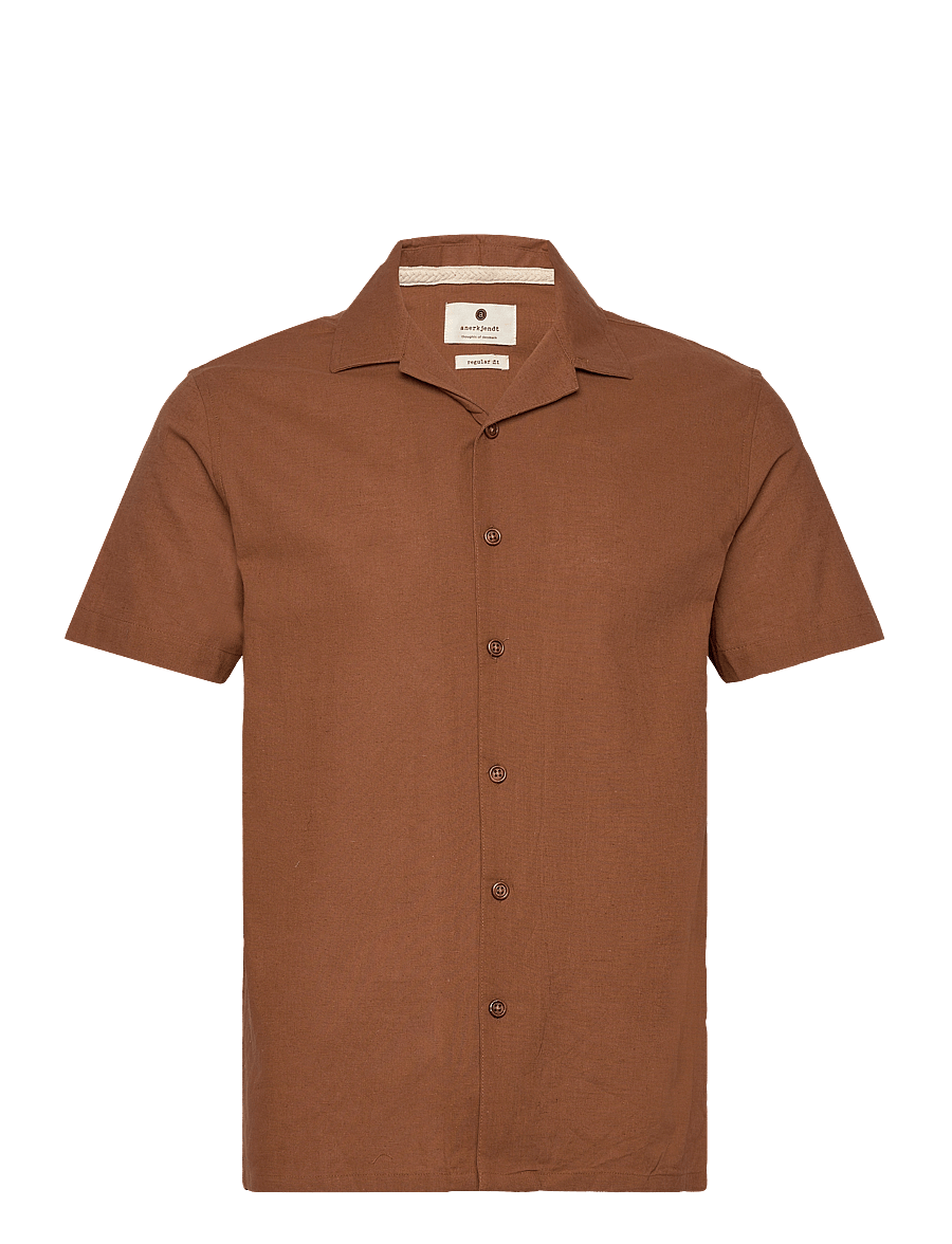 Anerkjendt - AKLEO S/S COT/LINEN SHIRT - leinenhemden - chipmunk - 0