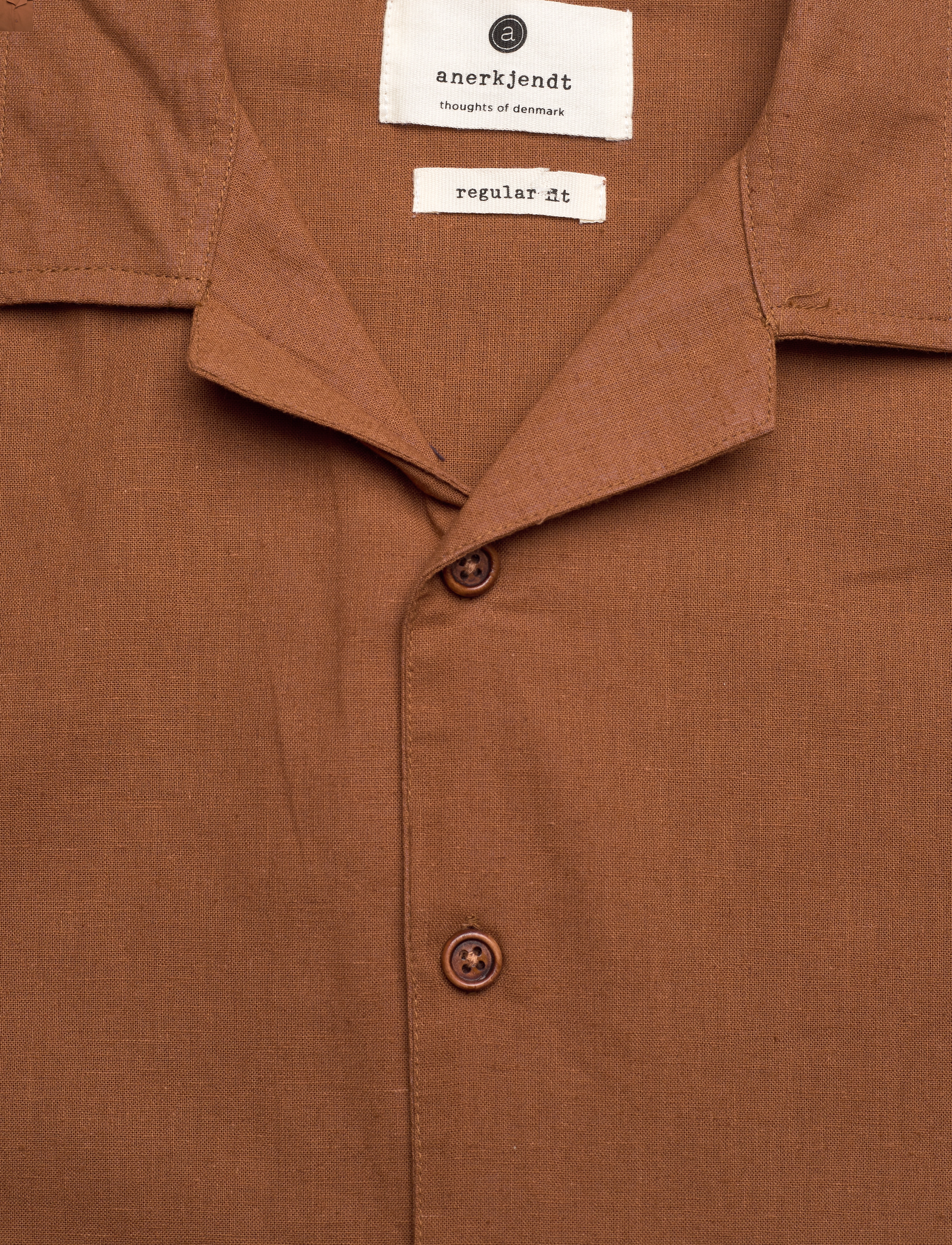 Anerkjendt - AKLEO S/S COT/LINEN SHIRT - hørskjorter - chipmunk - 2