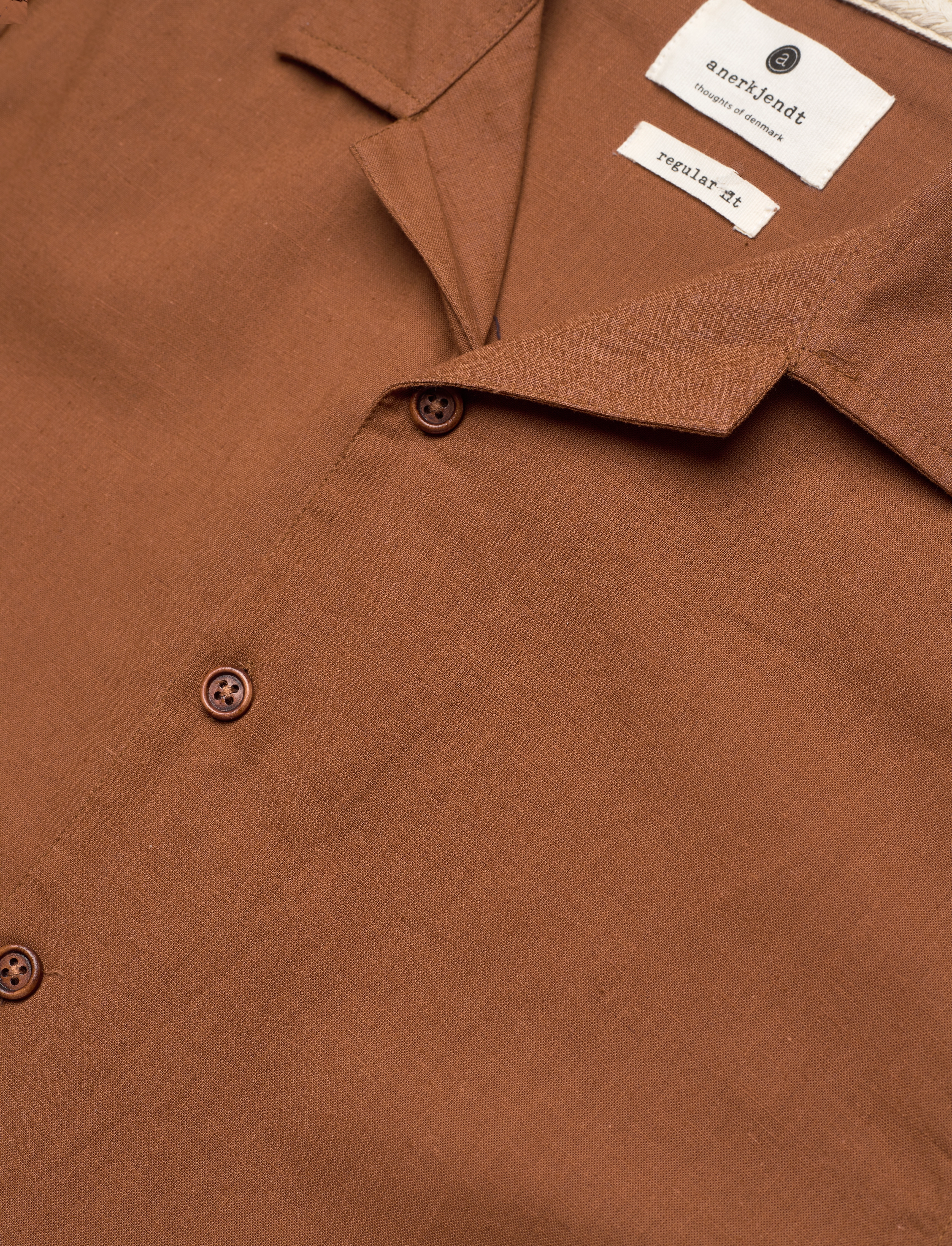 Anerkjendt - AKLEO S/S COT/LINEN SHIRT - hørskjorter - chipmunk - 3