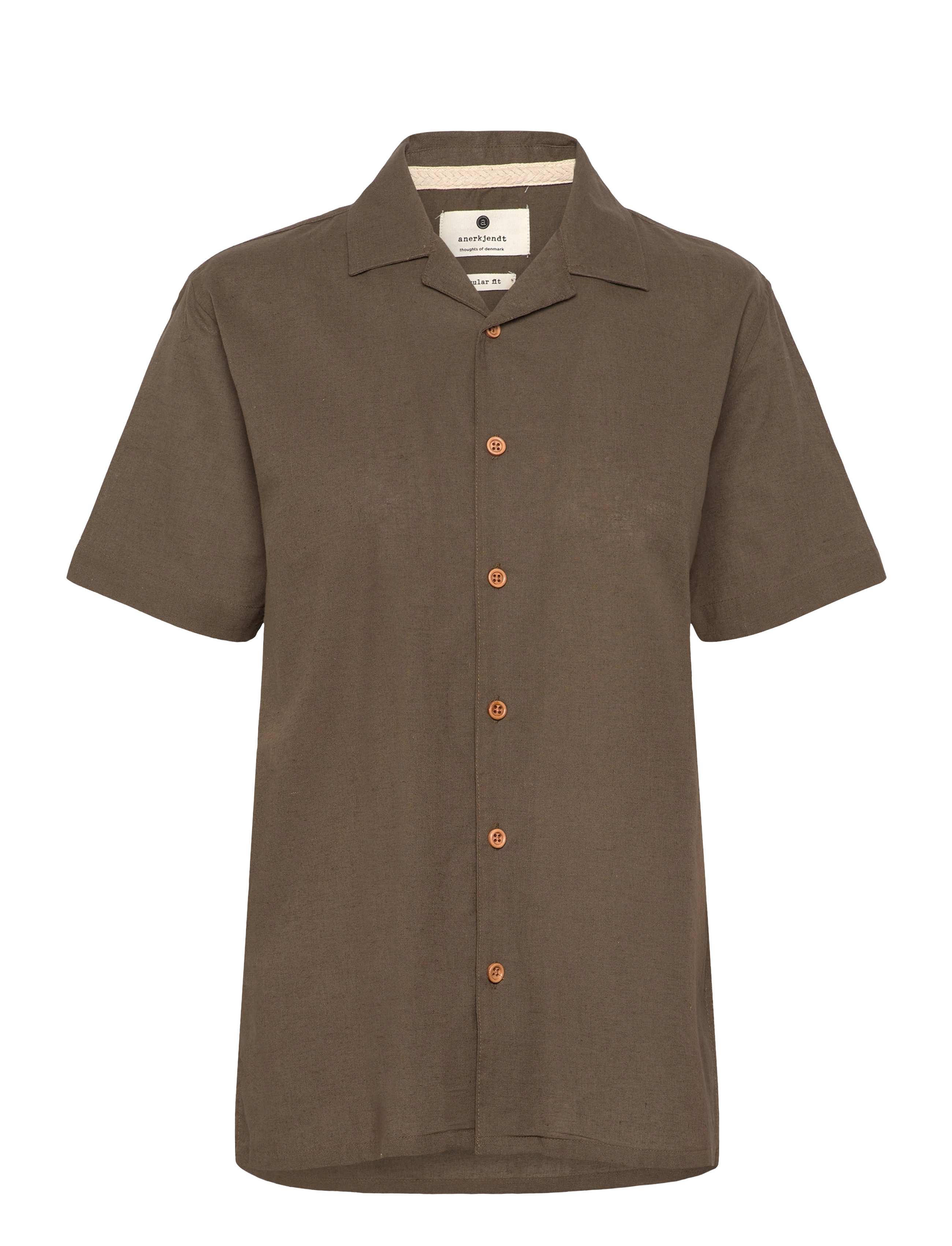 Anerkjendt AKLEO S/S COT/LINEN SHIRT - Tøj - CUB / brown