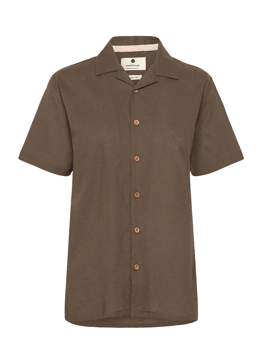 Anerkjendt - AKLEO S/S COT/LINEN SHIRT - linnen overhemden - cub - 0