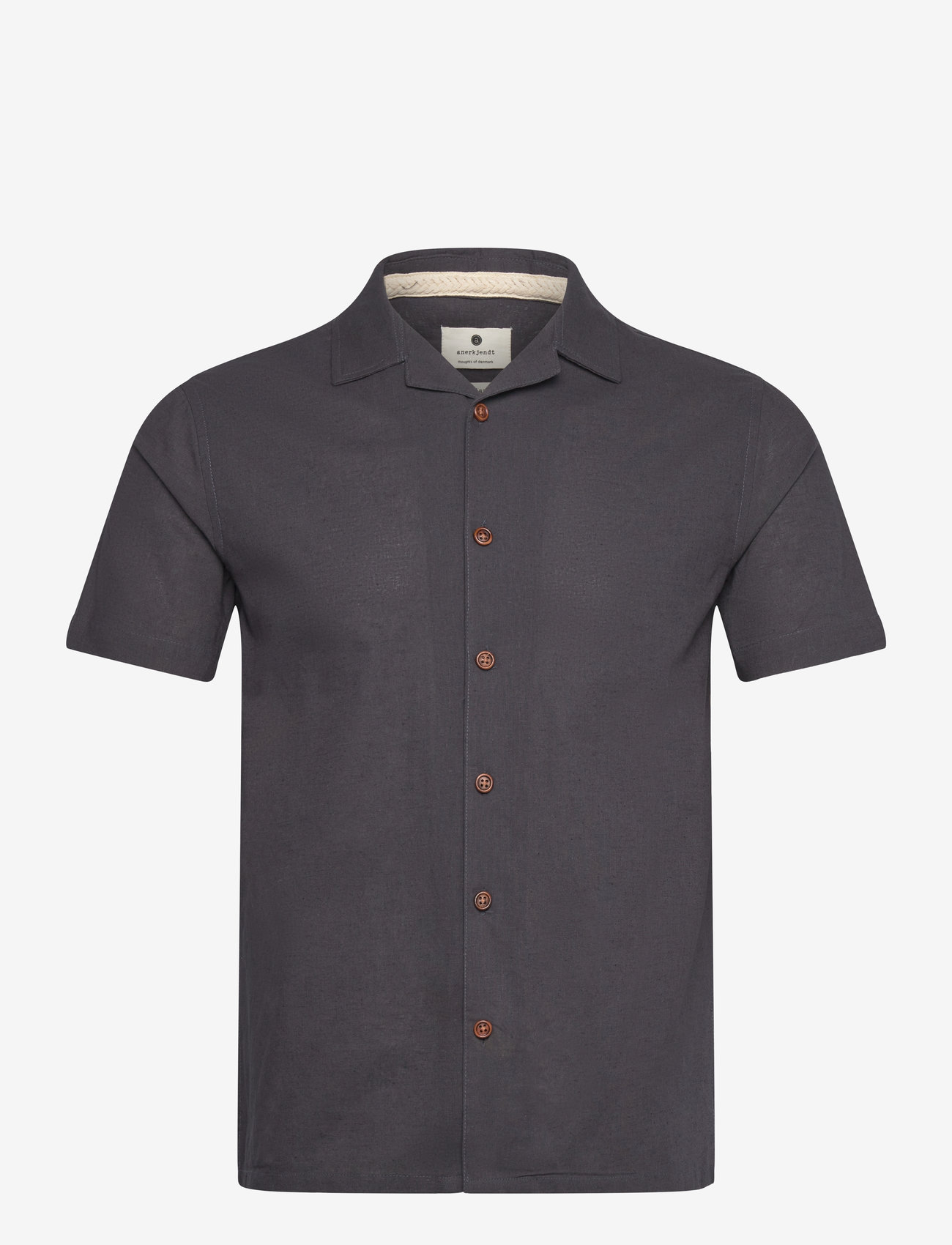 Anerkjendt - AKLEO S/S COT/LINEN SHIRT - linneskjortor - dark grey - 0