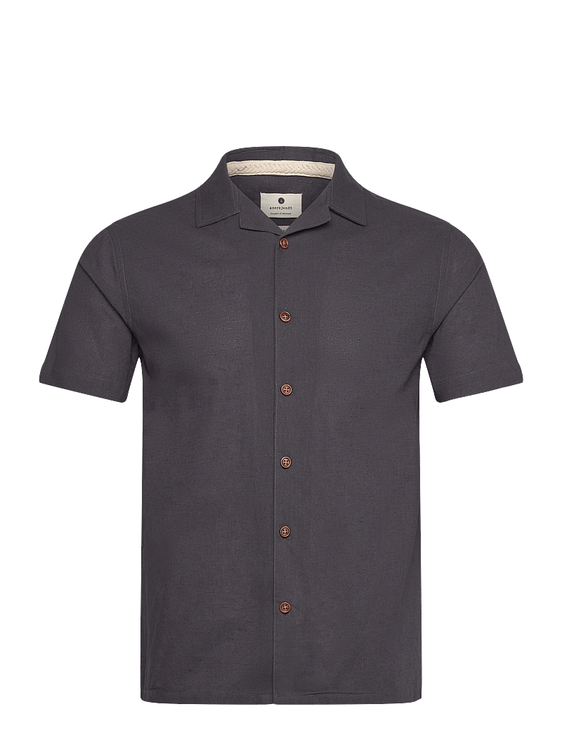 Anerkjendt - AKLEO S/S COT/LINEN SHIRT - linneskjortor - dark grey - 0