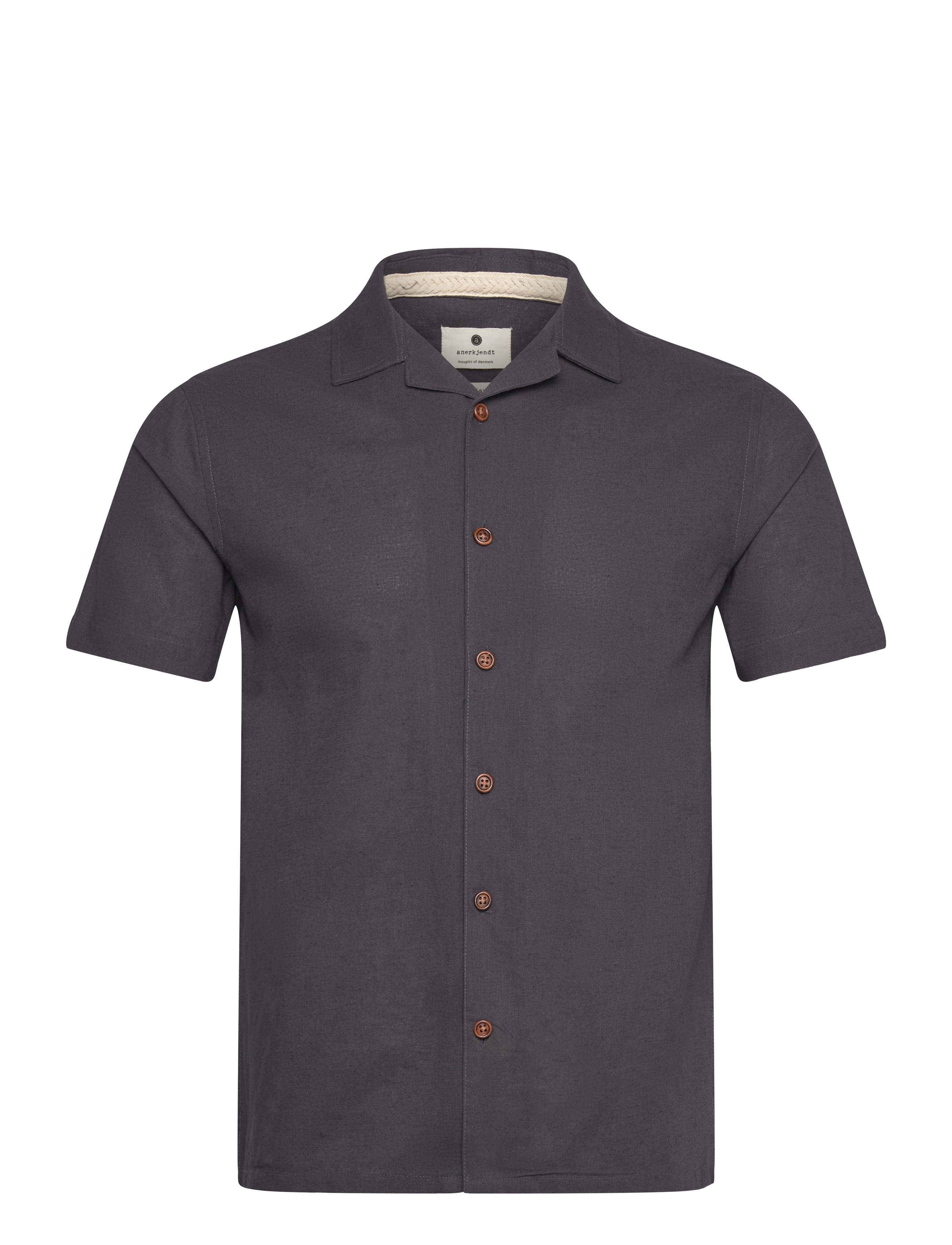 Anerkjendt AKLEO S/S COT/LINEN SHIRT - Skjorter - DARK GREY / grey