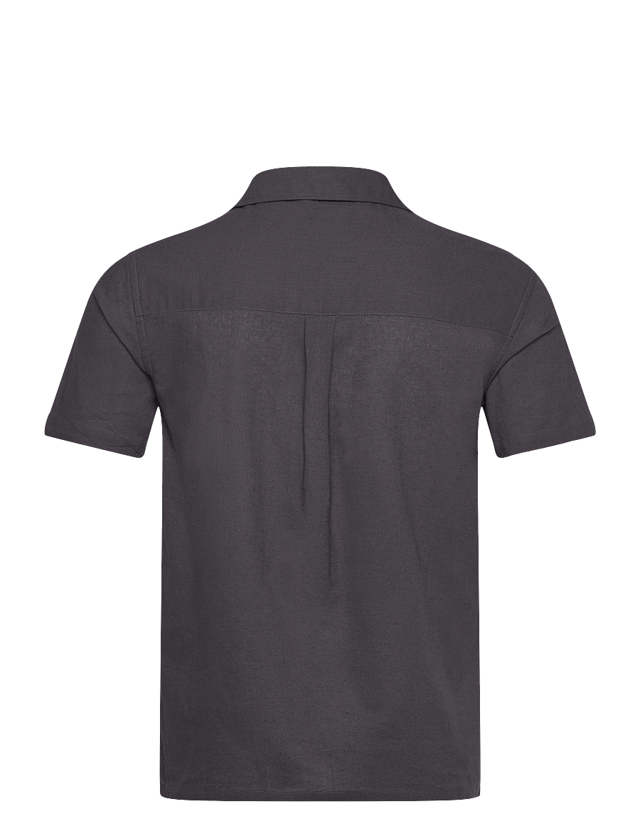 Anerkjendt - AKLEO S/S COT/LINEN SHIRT - hørskjorter - dark grey - 1