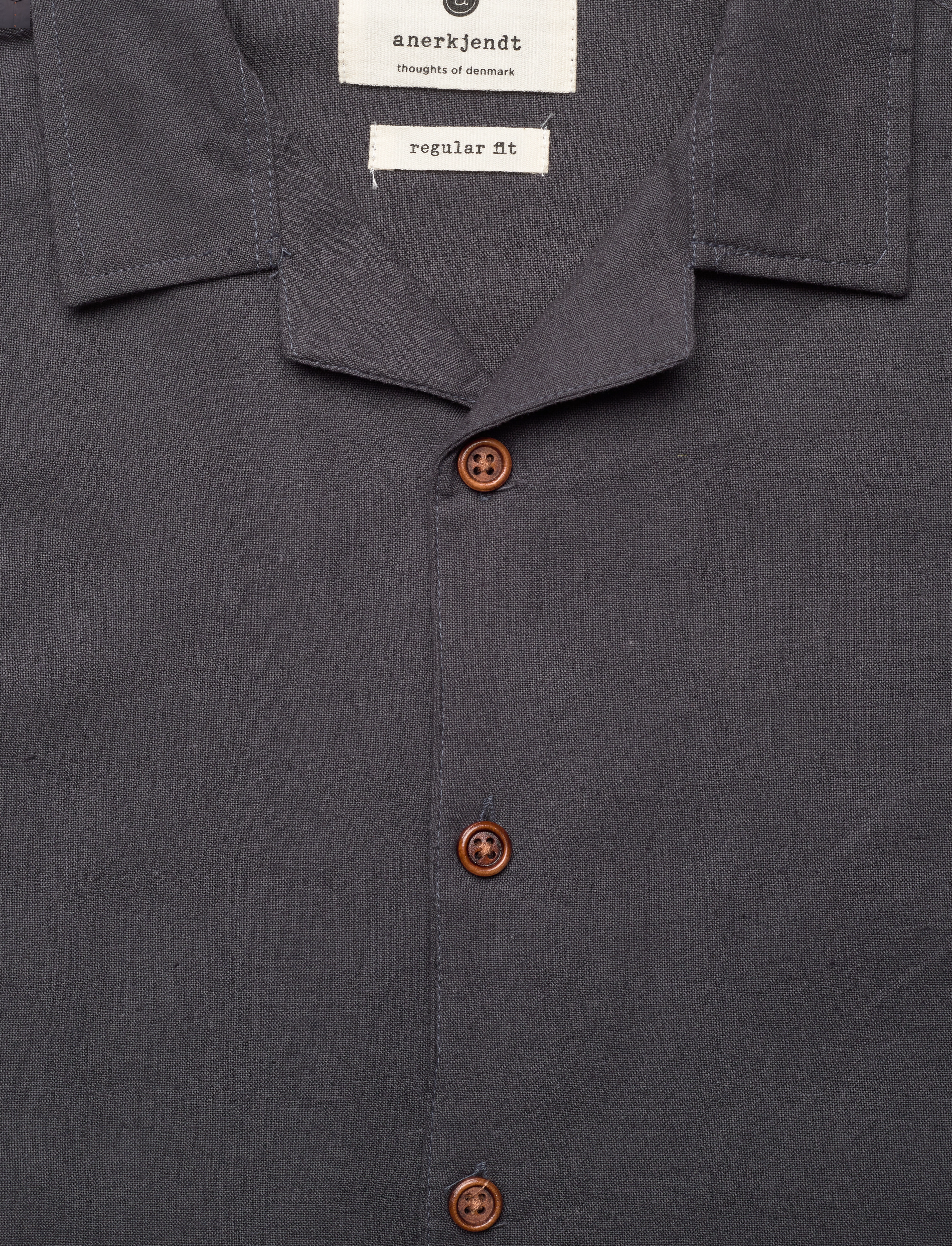 Anerkjendt - AKLEO S/S COT/LINEN SHIRT - hørskjorter - dark grey - 2