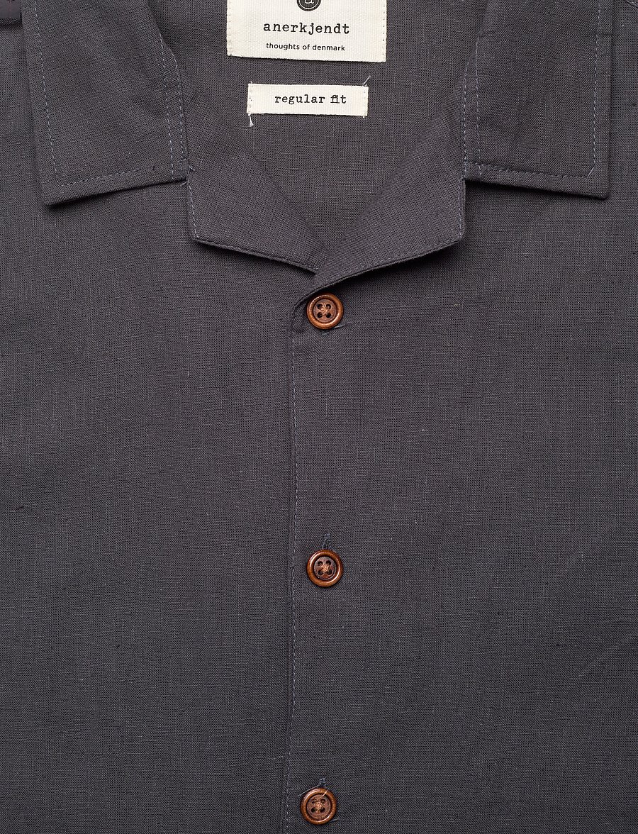 Anerkjendt - AKLEO S/S COT/LINEN SHIRT - hørskjorter - dark grey - 2