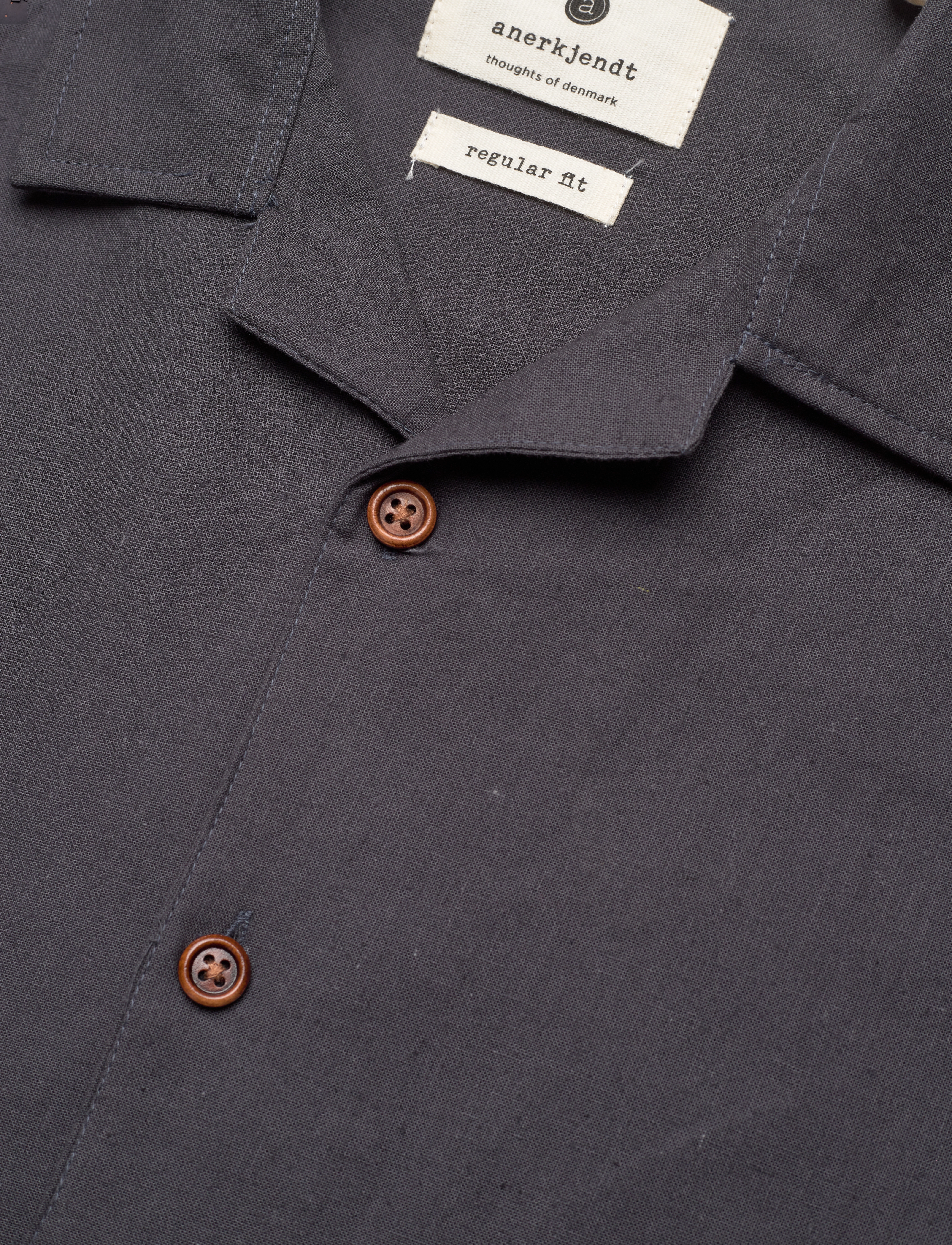 Anerkjendt - AKLEO S/S COT/LINEN SHIRT - hørskjorter - dark grey - 3