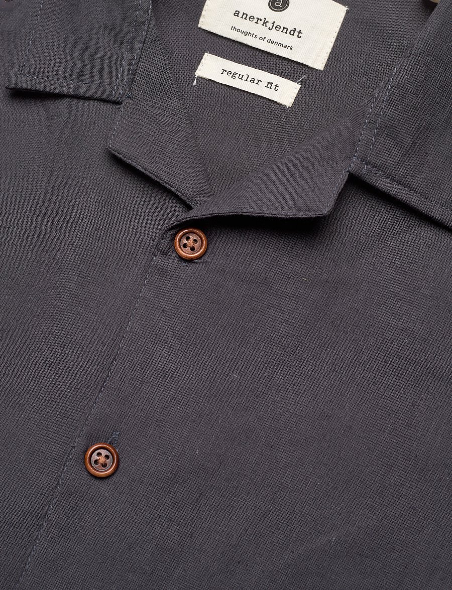 Anerkjendt - AKLEO S/S COT/LINEN SHIRT - hørskjorter - dark grey - 3