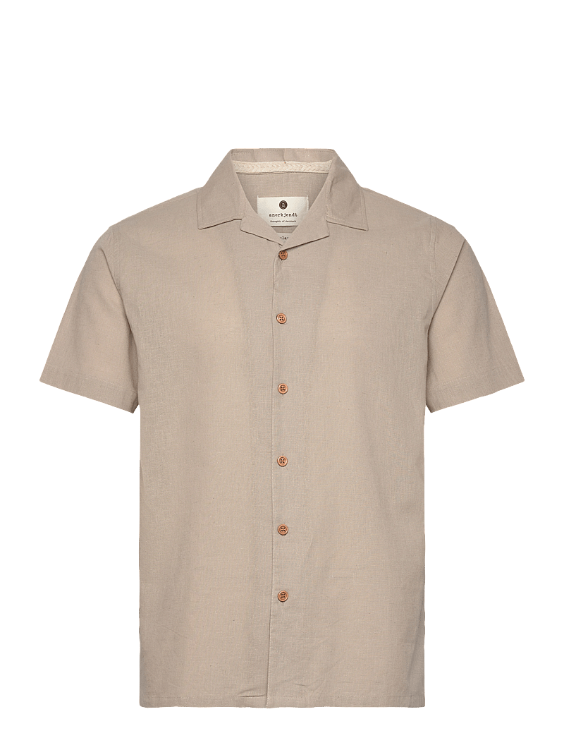 Anerkjendt - AKLEO S/S COT/LINEN SHIRT - hørskjorter - feather gray - 0