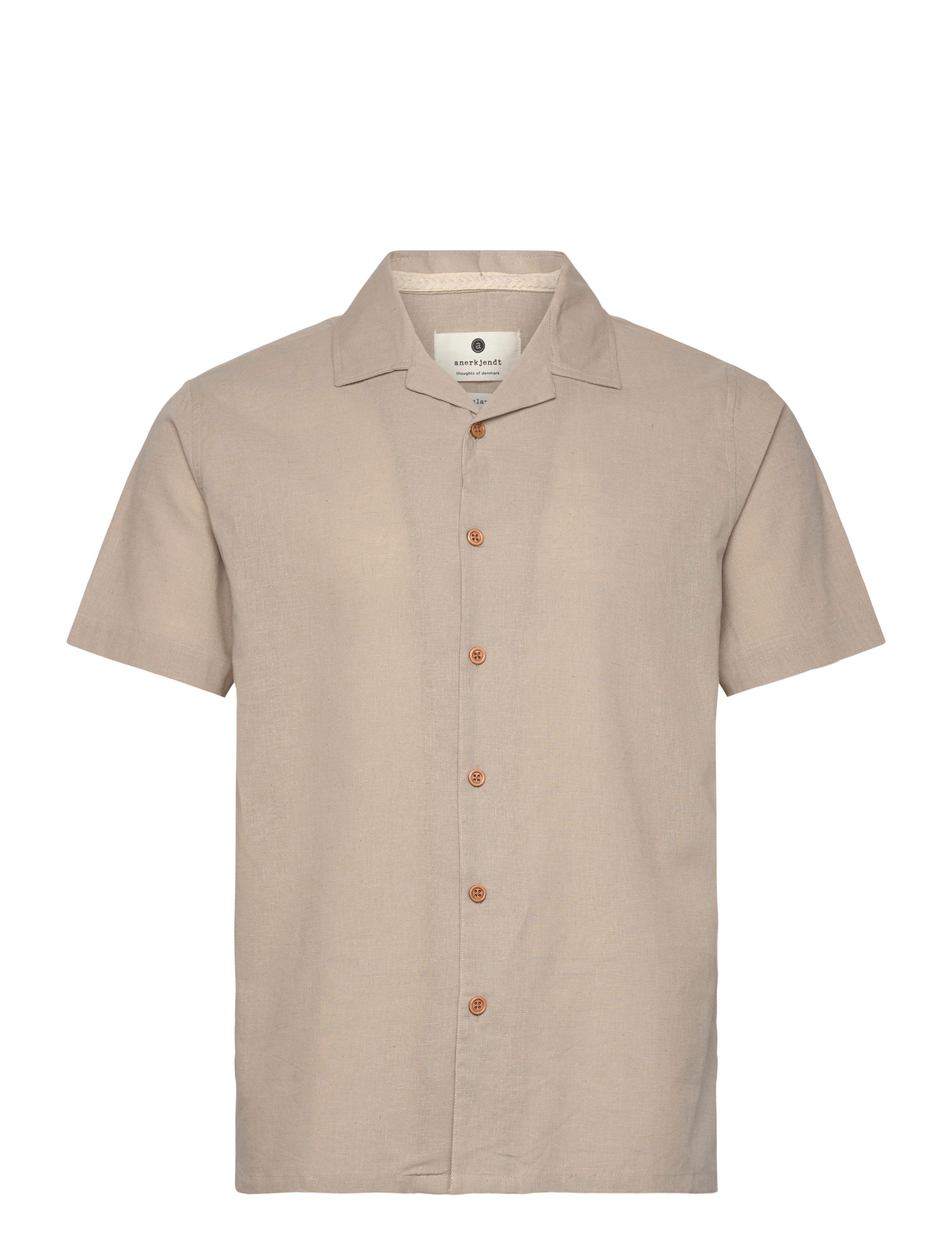 Anerkjendt AKLEO S/S COT/LINEN SHIRT - Shirts - FEATHER GRAY / beige