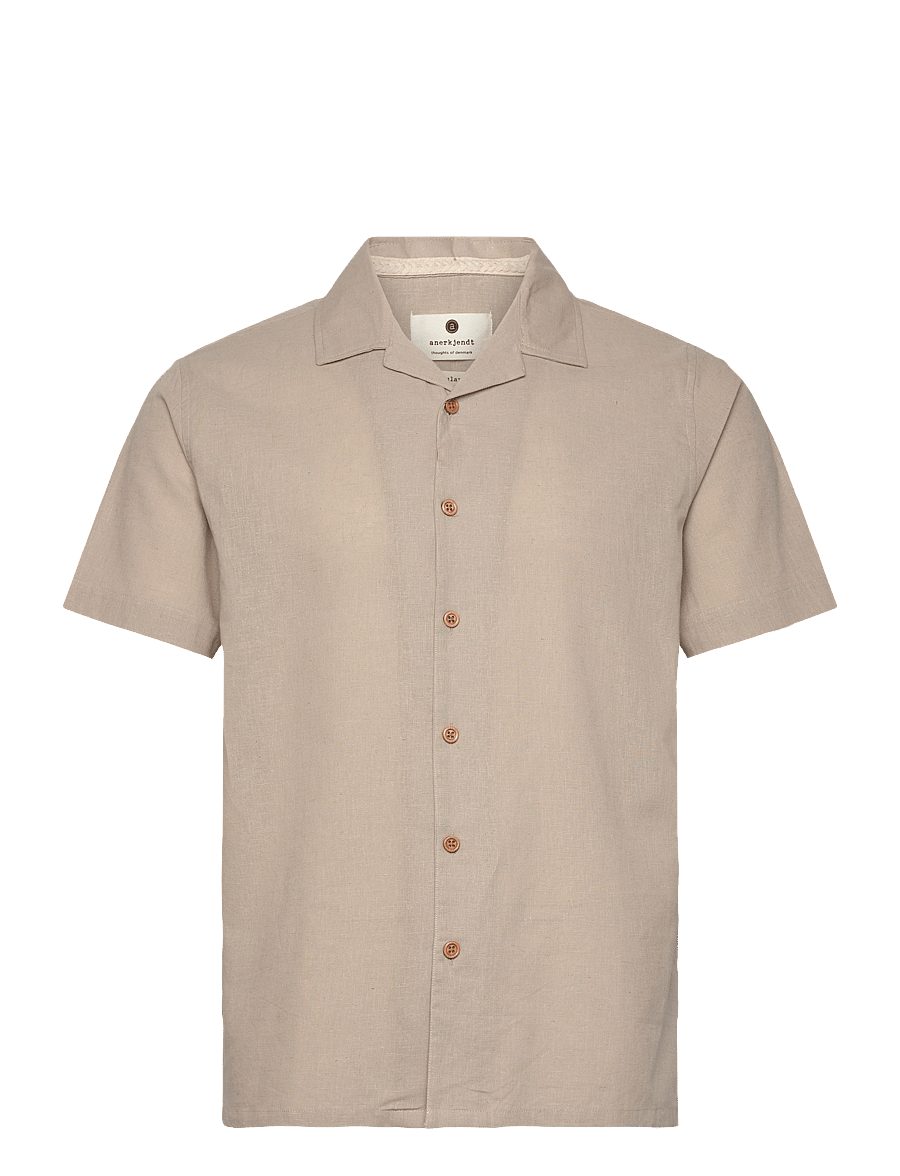 Anerkjendt - AKLEO S/S COT/LINEN SHIRT - pellavakauluspaidat - feather gray - 0