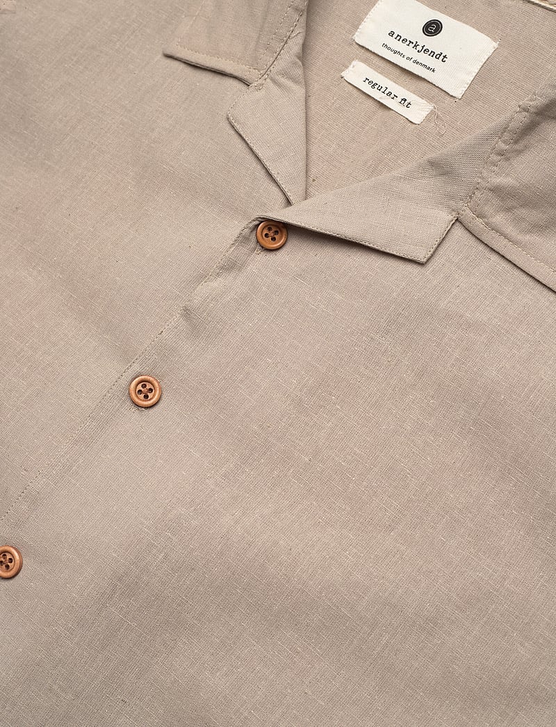 Anerkjendt - AKLEO S/S COT/LINEN SHIRT - hørskjorter - feather gray - 3