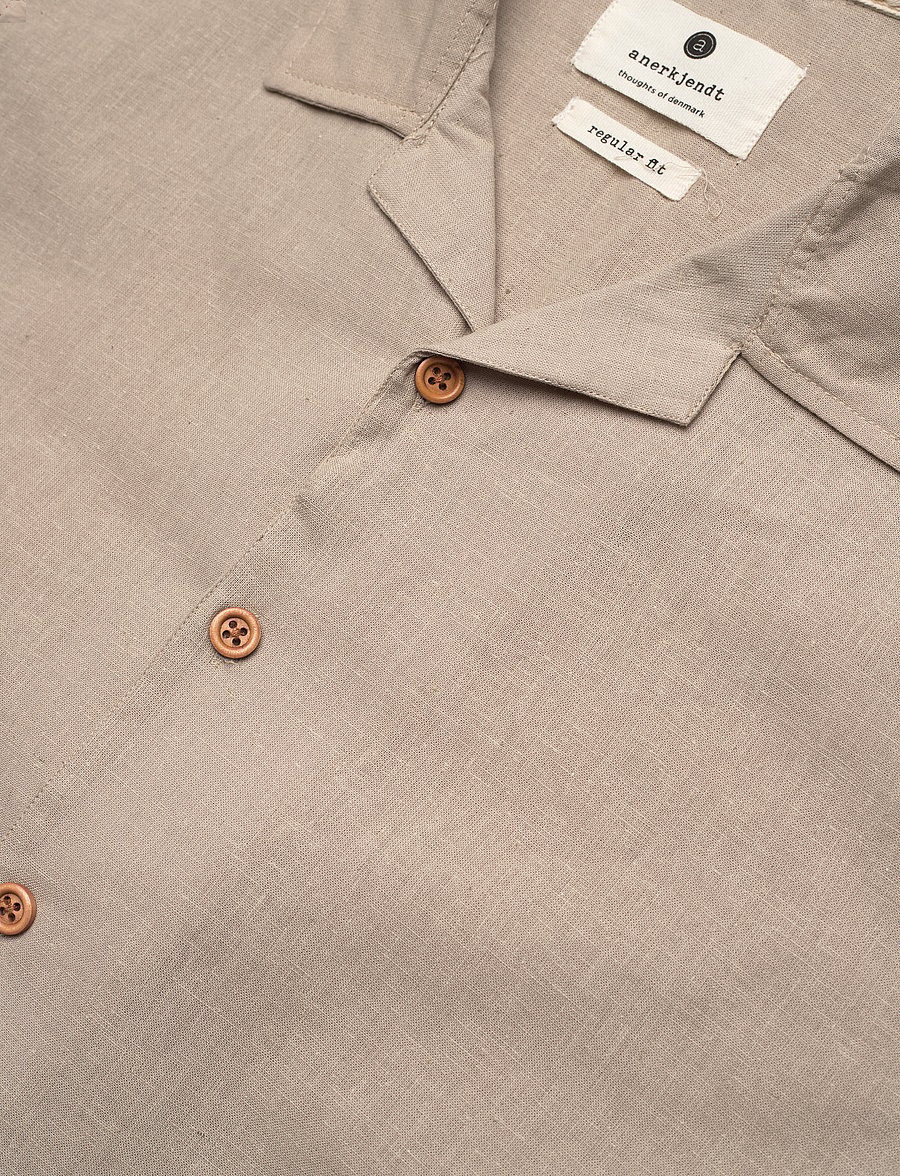 Anerkjendt - AKLEO S/S COT/LINEN SHIRT - pellavakauluspaidat - feather gray - 3