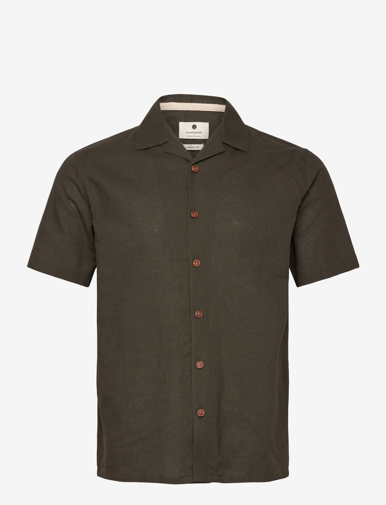 Anerkjendt - AKLEO S/S COT/LINEN SHIRT - leinenhemden - forest night - 0