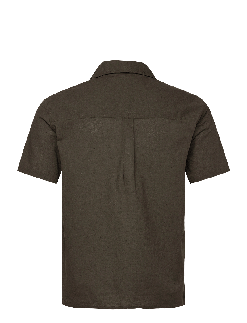 Anerkjendt - AKLEO S/S COT/LINEN SHIRT - hørskjorter - forest night - 1