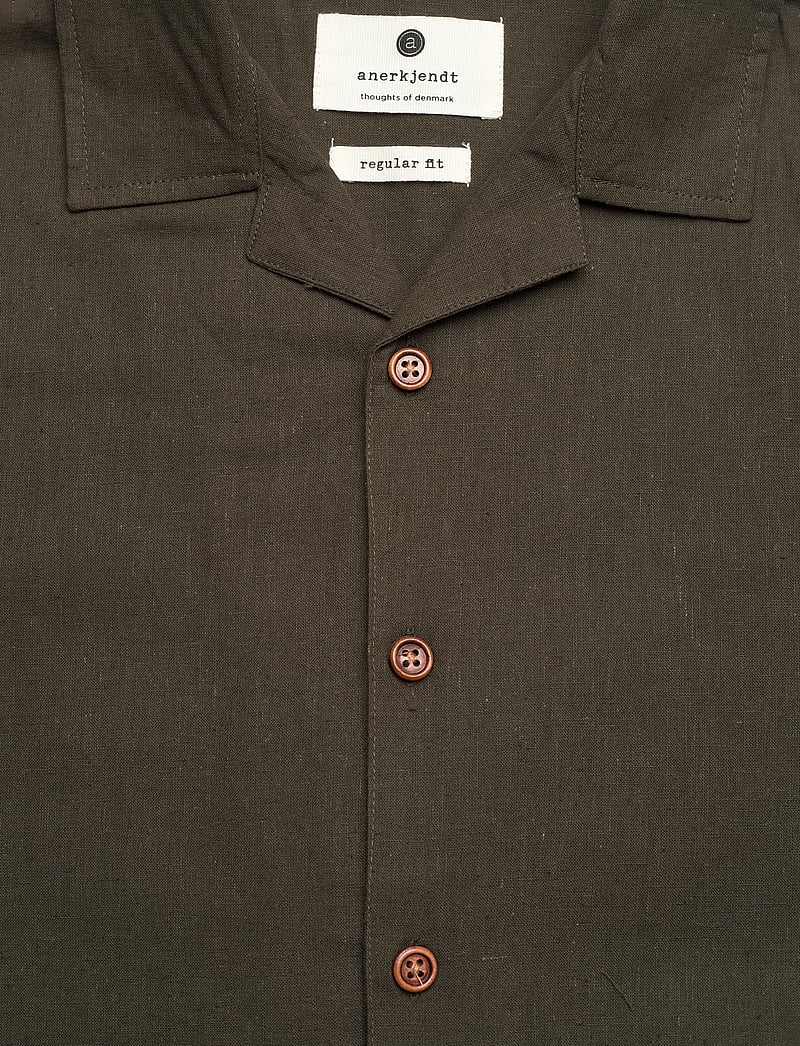 Anerkjendt - AKLEO S/S COT/LINEN SHIRT - hørskjorter - forest night - 2