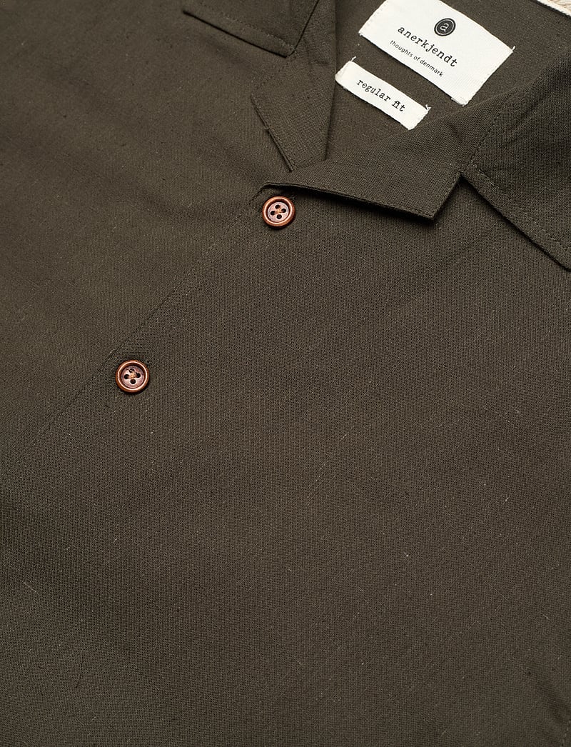 Anerkjendt - AKLEO S/S COT/LINEN SHIRT - hørskjorter - forest night - 3
