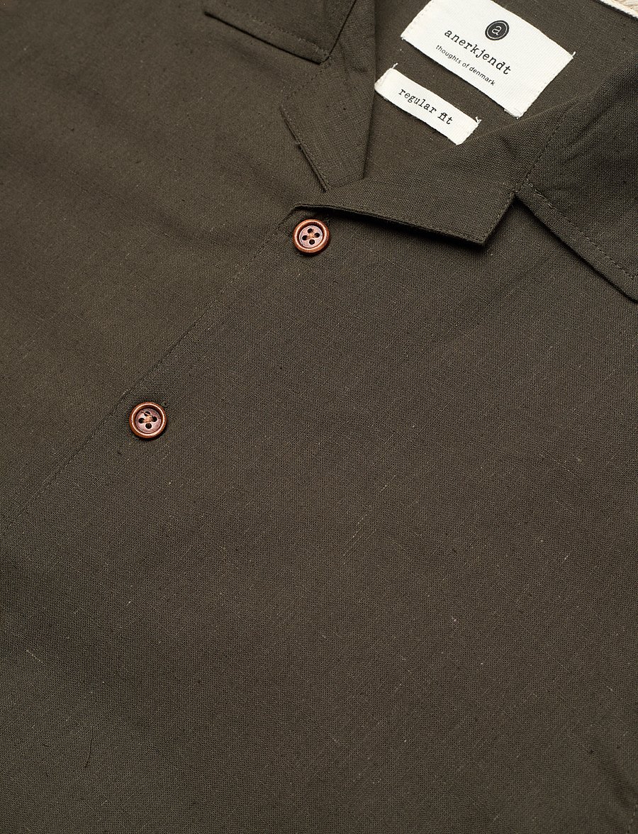 Anerkjendt - AKLEO S/S COT/LINEN SHIRT - leinenhemden - forest night - 3